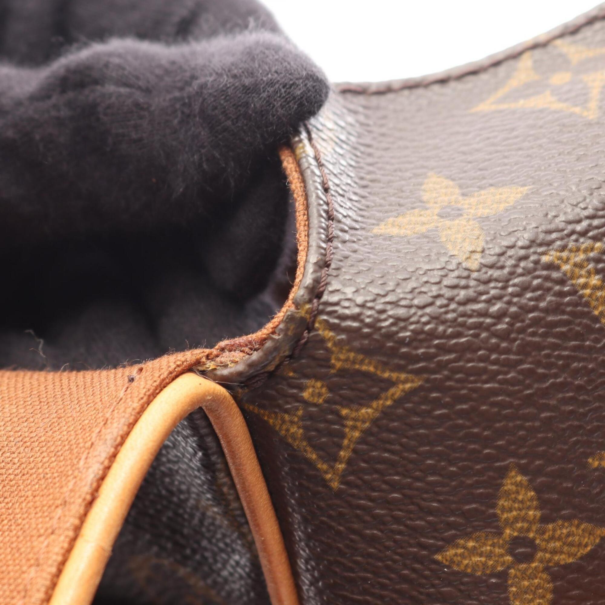 Louis Vuitton Brown Leather Coated Canvas Handbag Shoulder Bag (Pre-Owned)