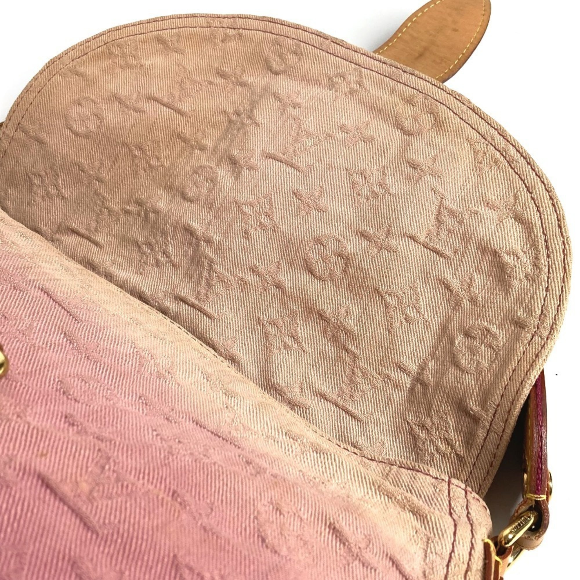Louis Vuitton Monogram Denim Pink Rouge Fauviste Monogram Denim Shoulder Bag (Pre-Owned)