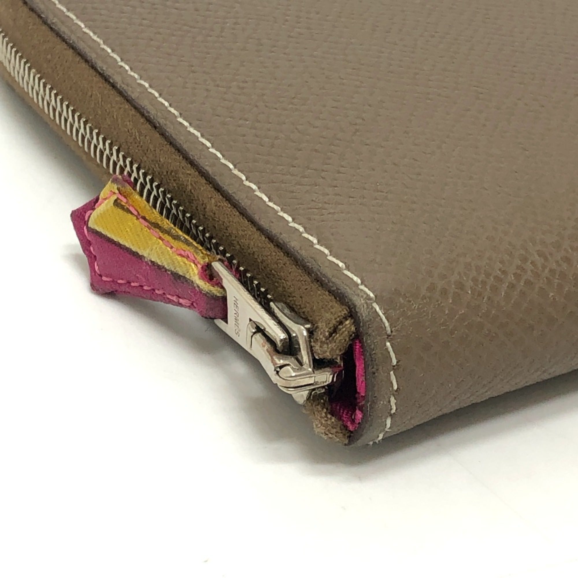 Hermes Brown Etoupe Gray Epsom Leather Long Wallet (Bi-Fold) (Pre-Owned)