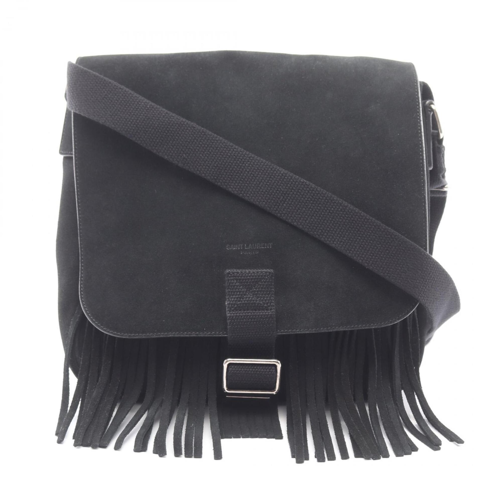 Yves Saint Laurent Black Suede Handbag Shoulder Bag (Pre-Owned)