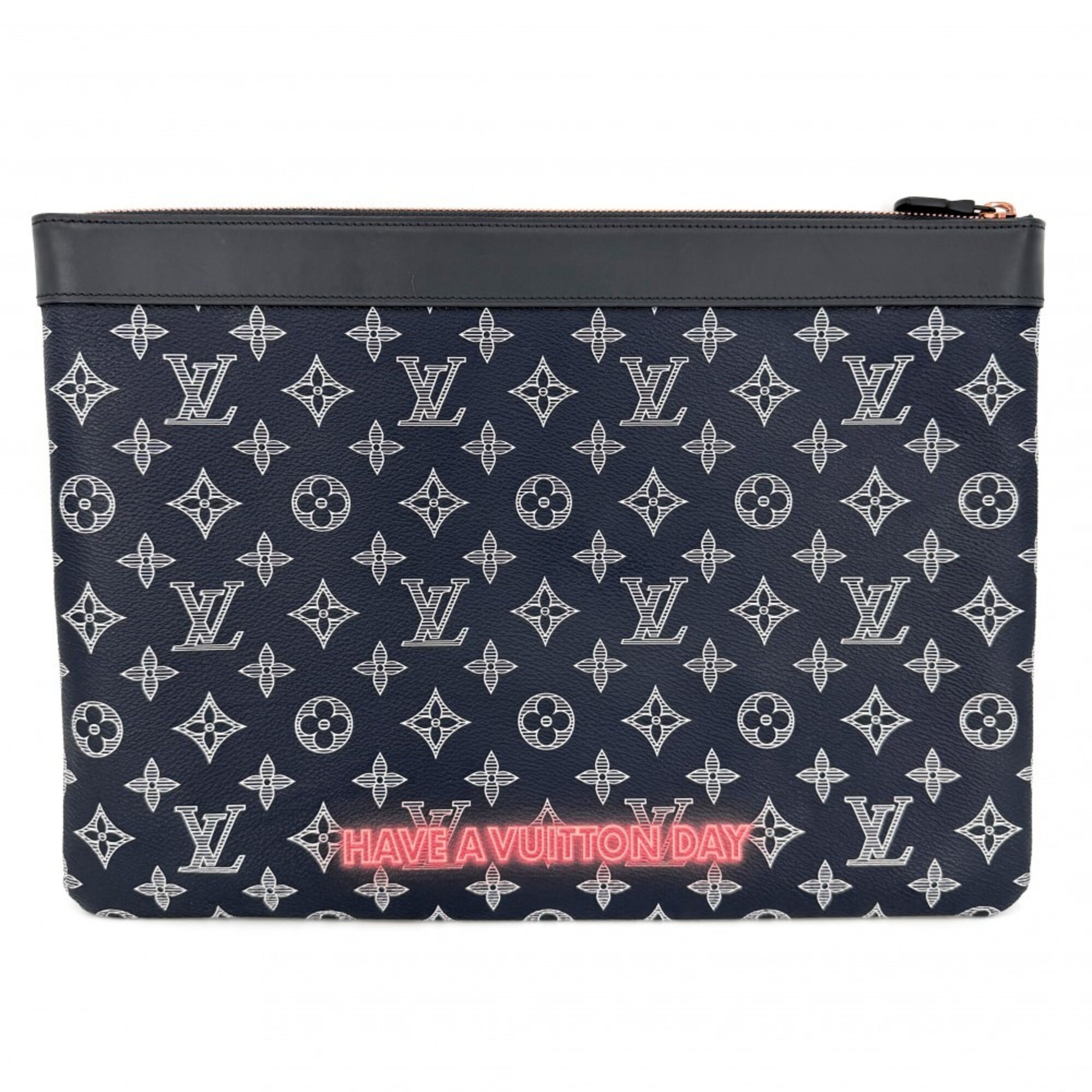Louis Vuitton Navy Monogram Clutch Bag Pochette (Pre-Owned)