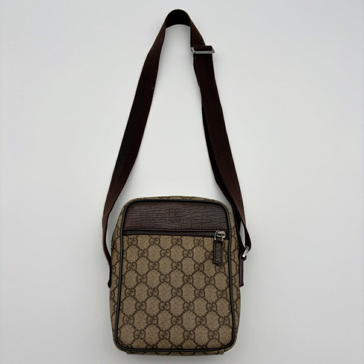 Gucci Beige Dark Brown Pvc Leather Shoulder Bag (Pre-Owned)