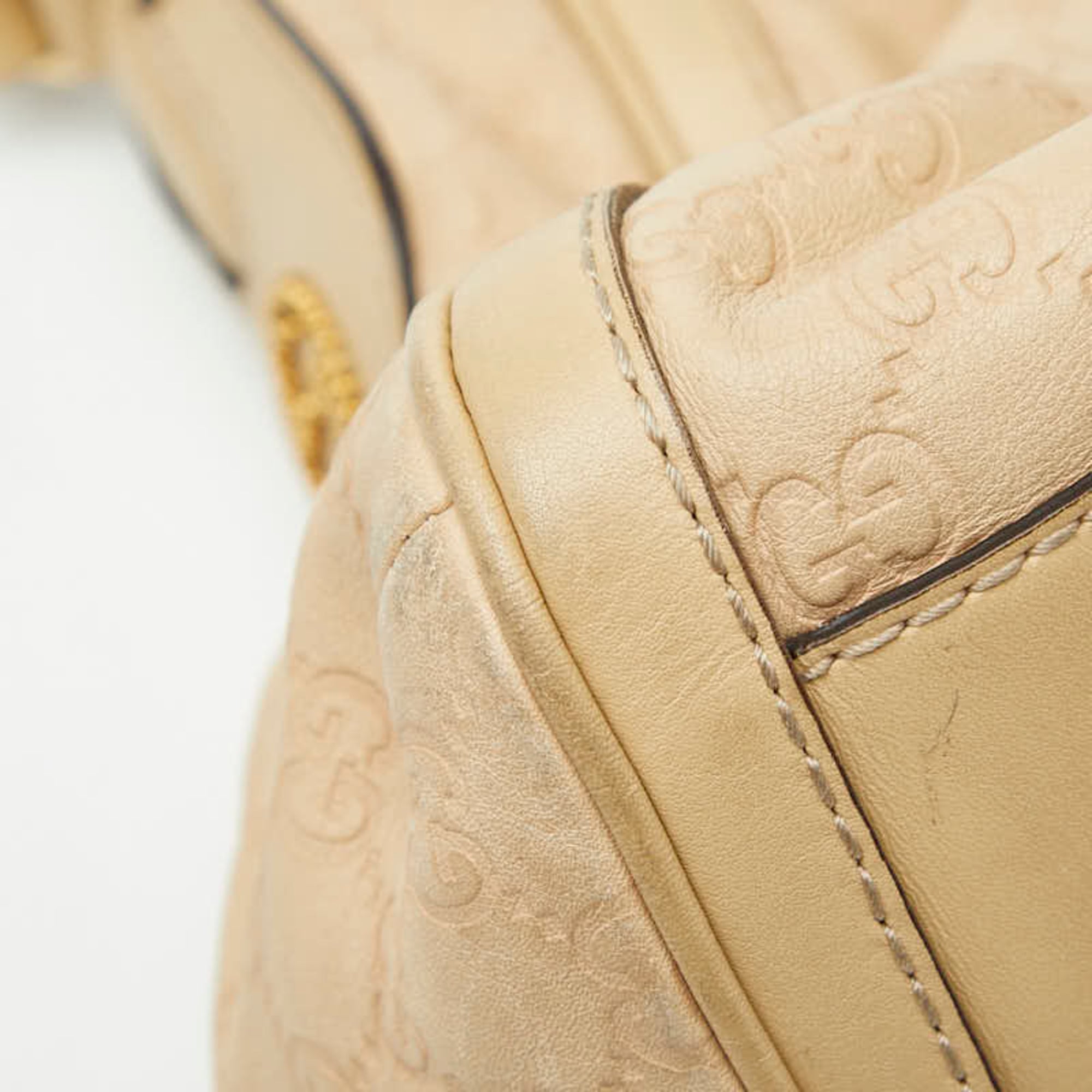 Gucci Beige Gg Leather Leather Handbag (Pre-Owned)