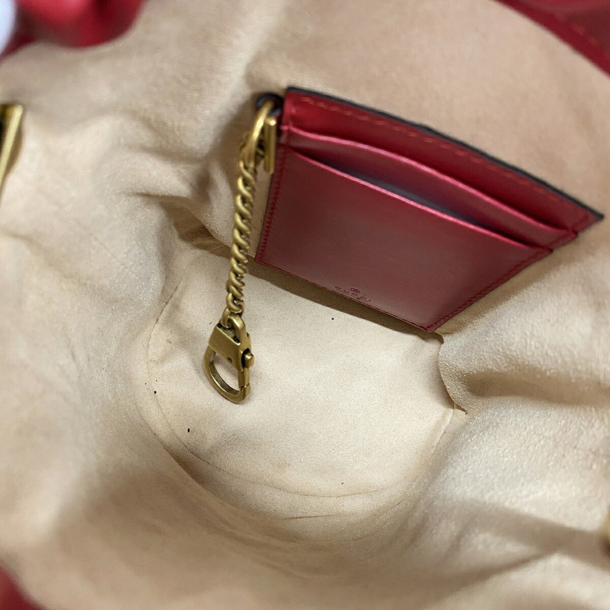 Gucci Red Color Leather Shoulder Bag (Pre-Owned)