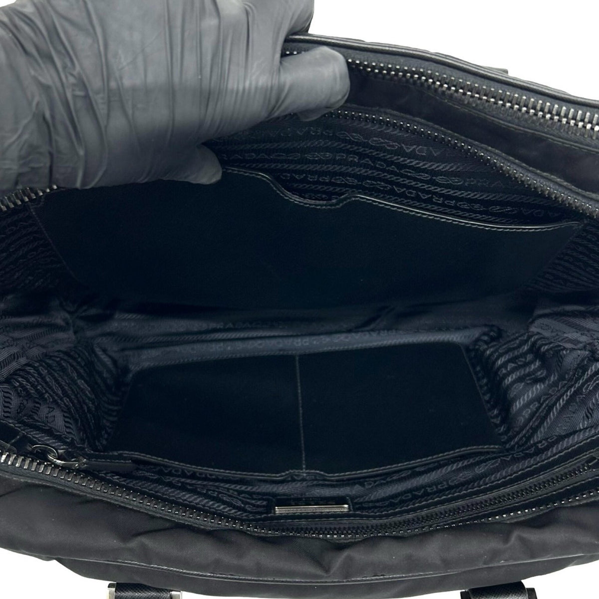 Prada Black Nylon Leather Briefcase (Pre-Owned)