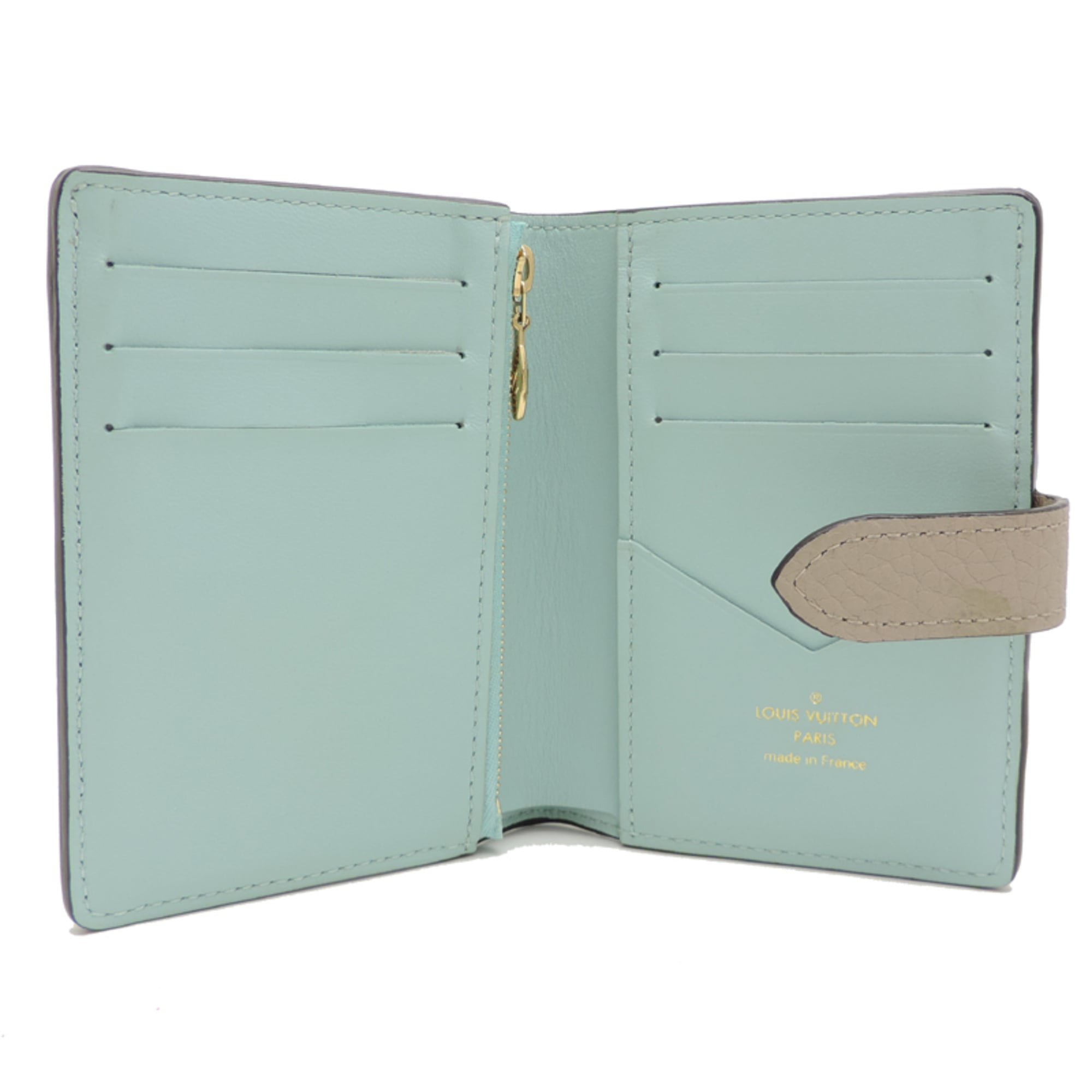 Louis Vuitton Galle Gray Beige Light Blue Leather Wallet (Bi-Fold) (Pre-Owned)