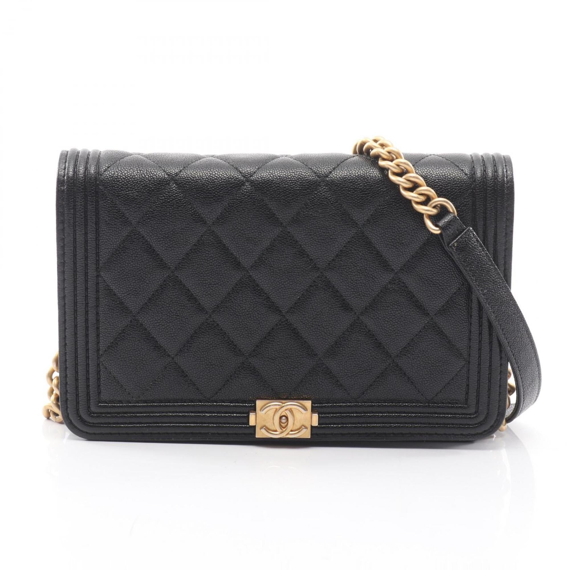 Chanel Black Grained Calfskin Handbag Shoulder Bag (Pre-Owned)
