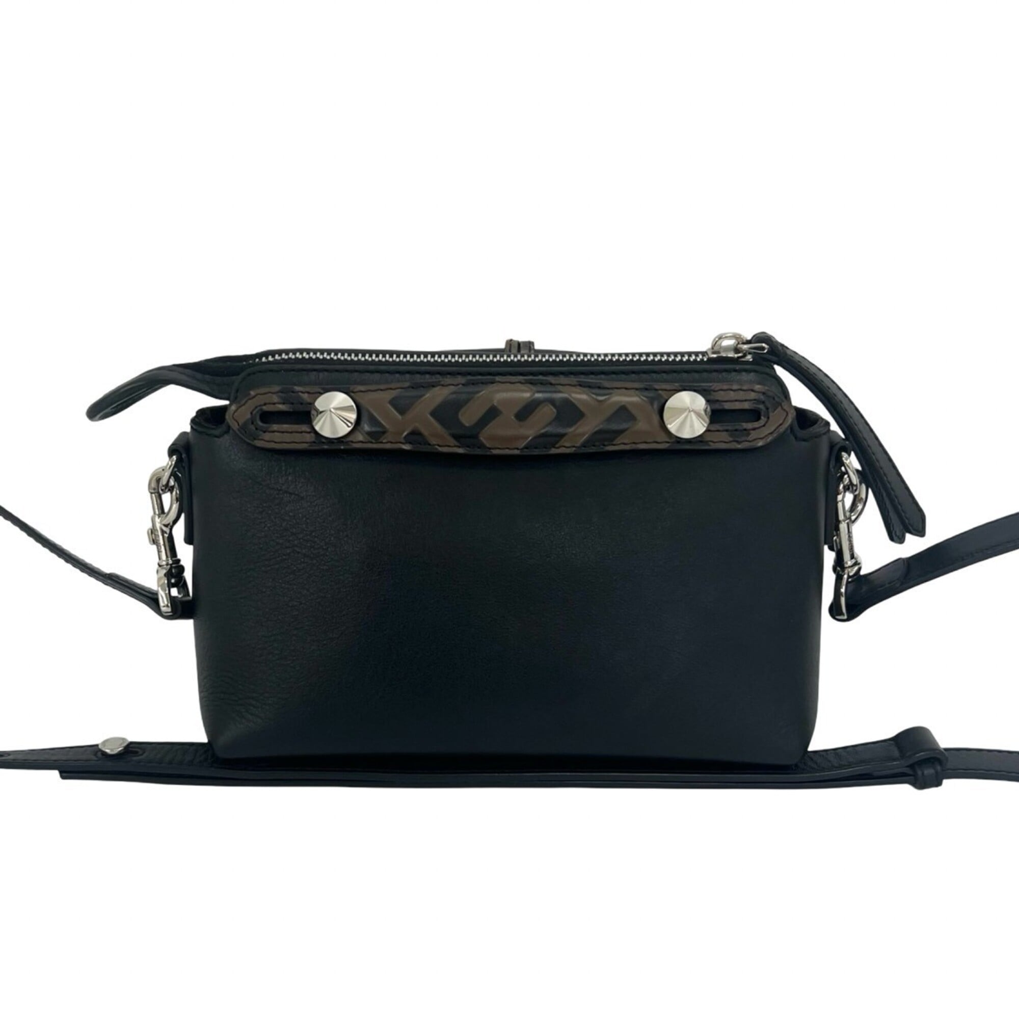 Fendi Black Brown Leather Handbag Shoulder Bag (Pre-Owned)