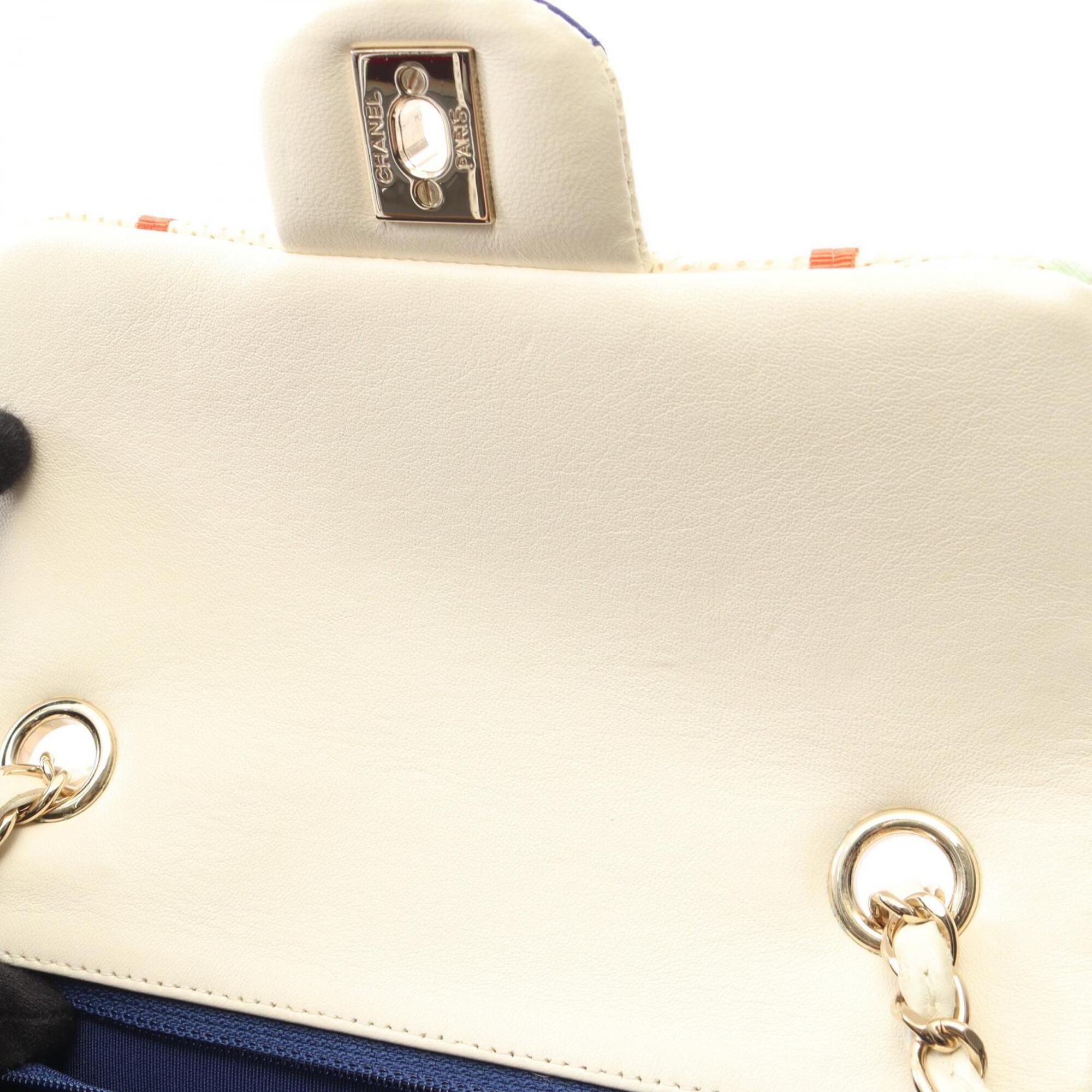 Chanel Ivory Multi-Color Leather Handbag Shoulder Bag (Pre-Owned)