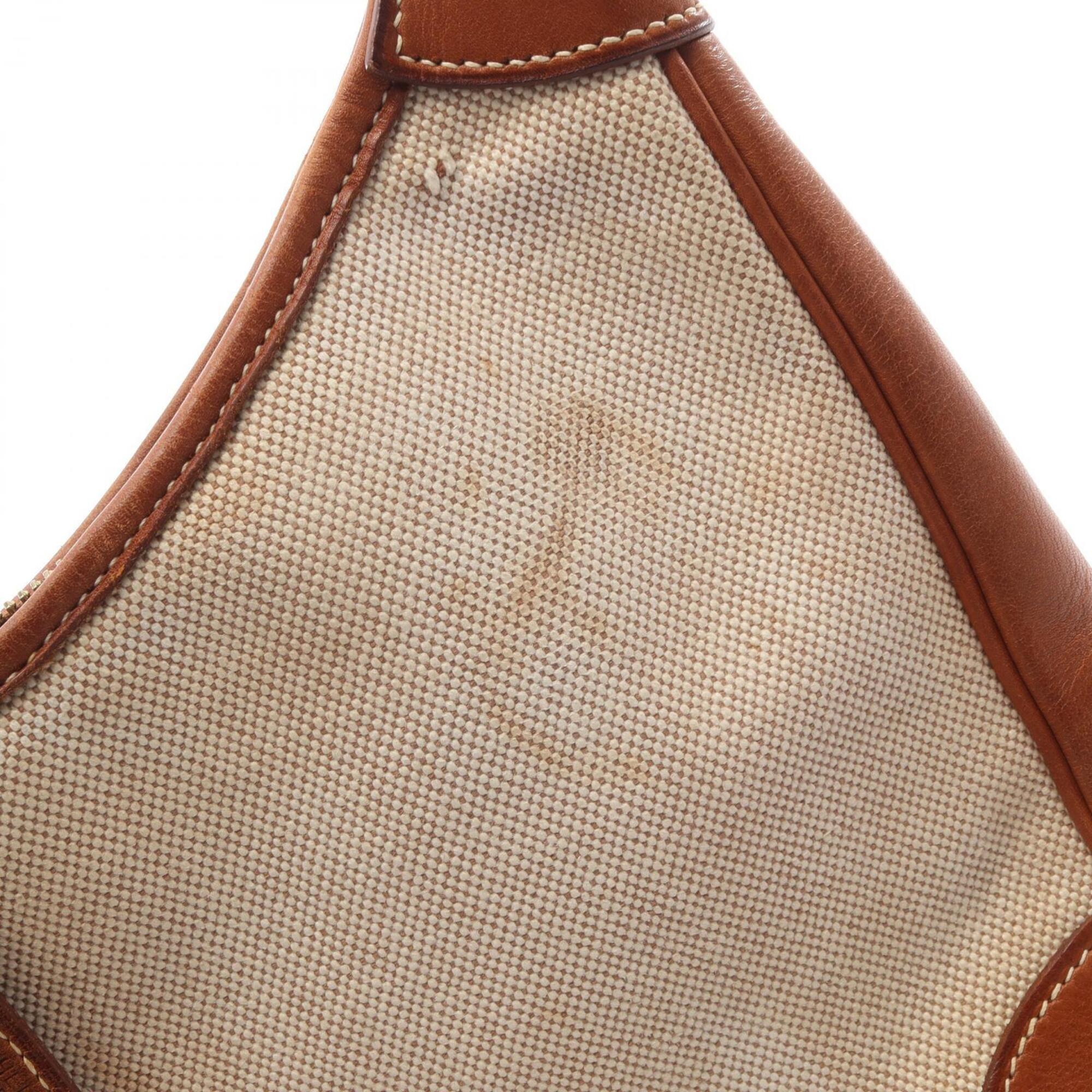 Hermes Beige Brown Toile H Leather Handbag Shoulder Bag (Pre-Owned)