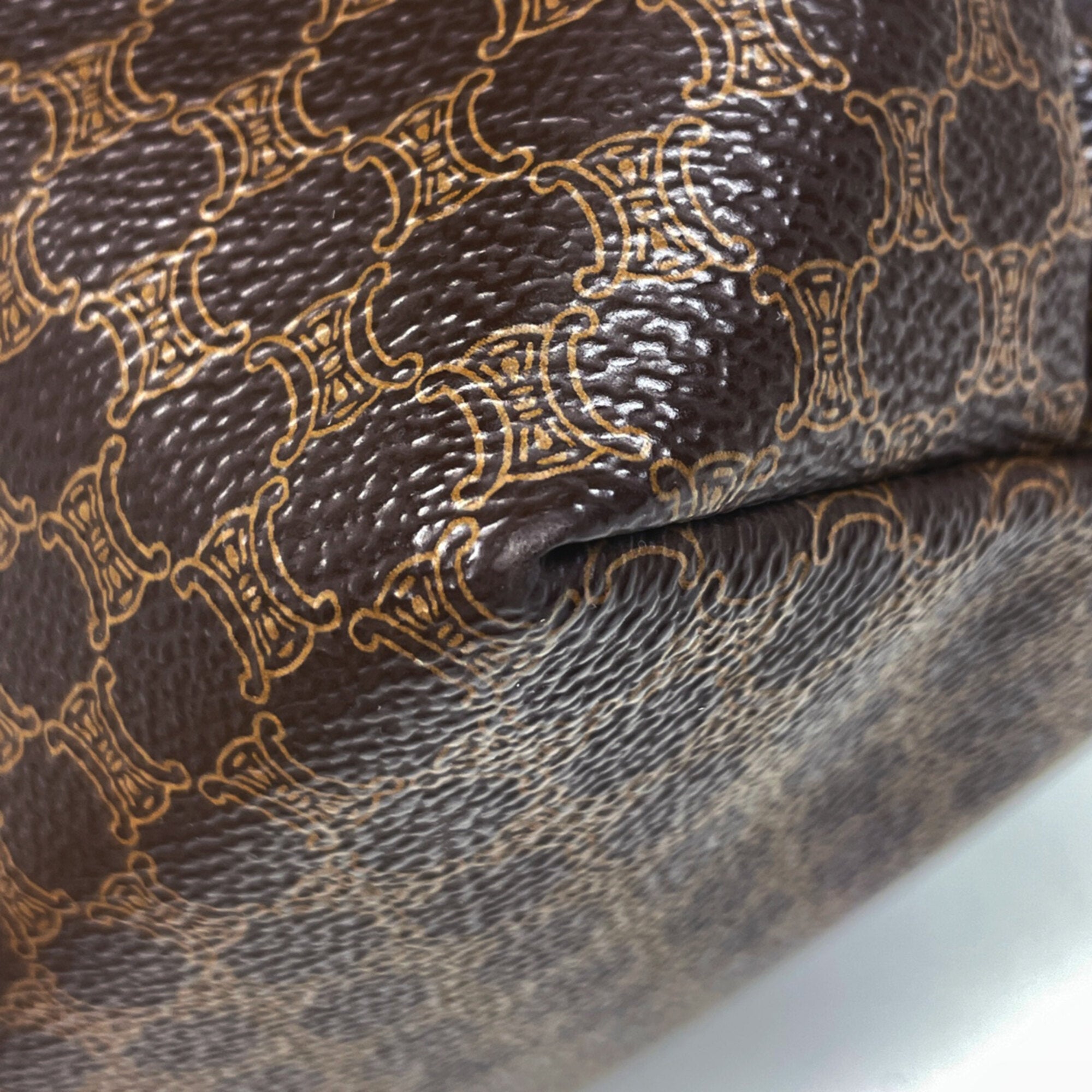 Celine Brown Coated Canvas Leather Handbag Pouch (Pre-Owned)