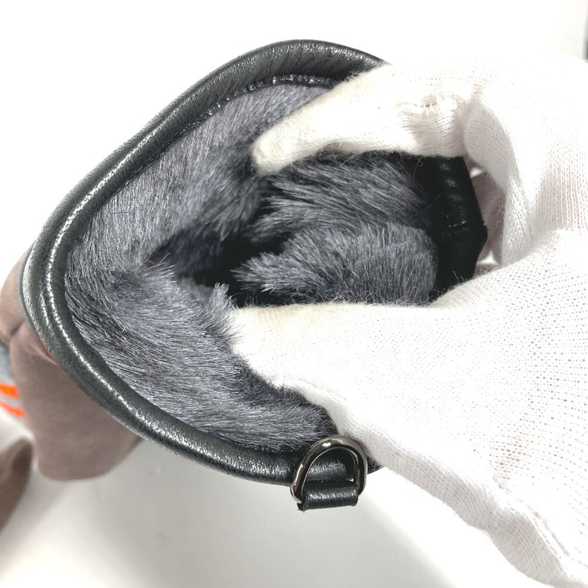 Fendi Gray Orange Angora Warm Gloves (Pre-Owned)