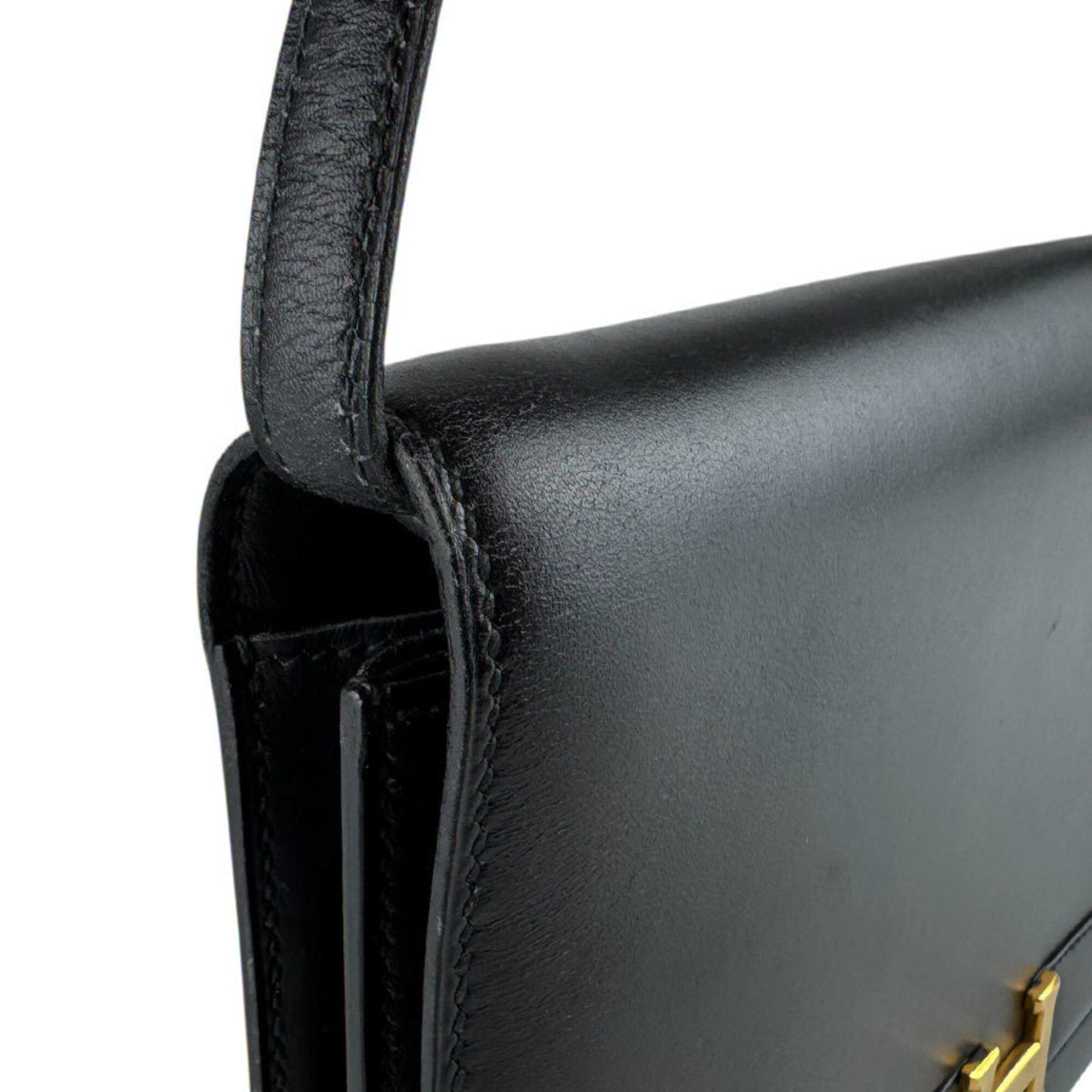 Hermes Black Box Calf Leather Shoulder Bag (Pre-Owned)