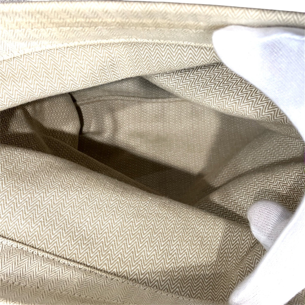 Hermes Ivory Toile Chevron Swift Leather Shoulder Bag (Pre-Owned)