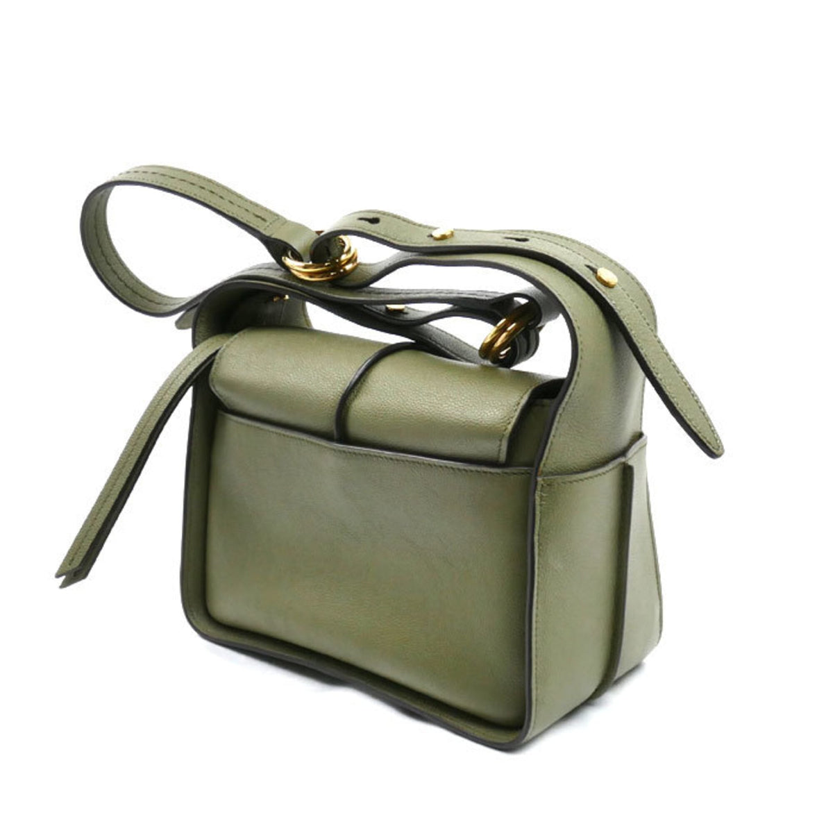 Tod's Green Olive Leather Messenger Bag Shoulder Bag (Pre-Owned)