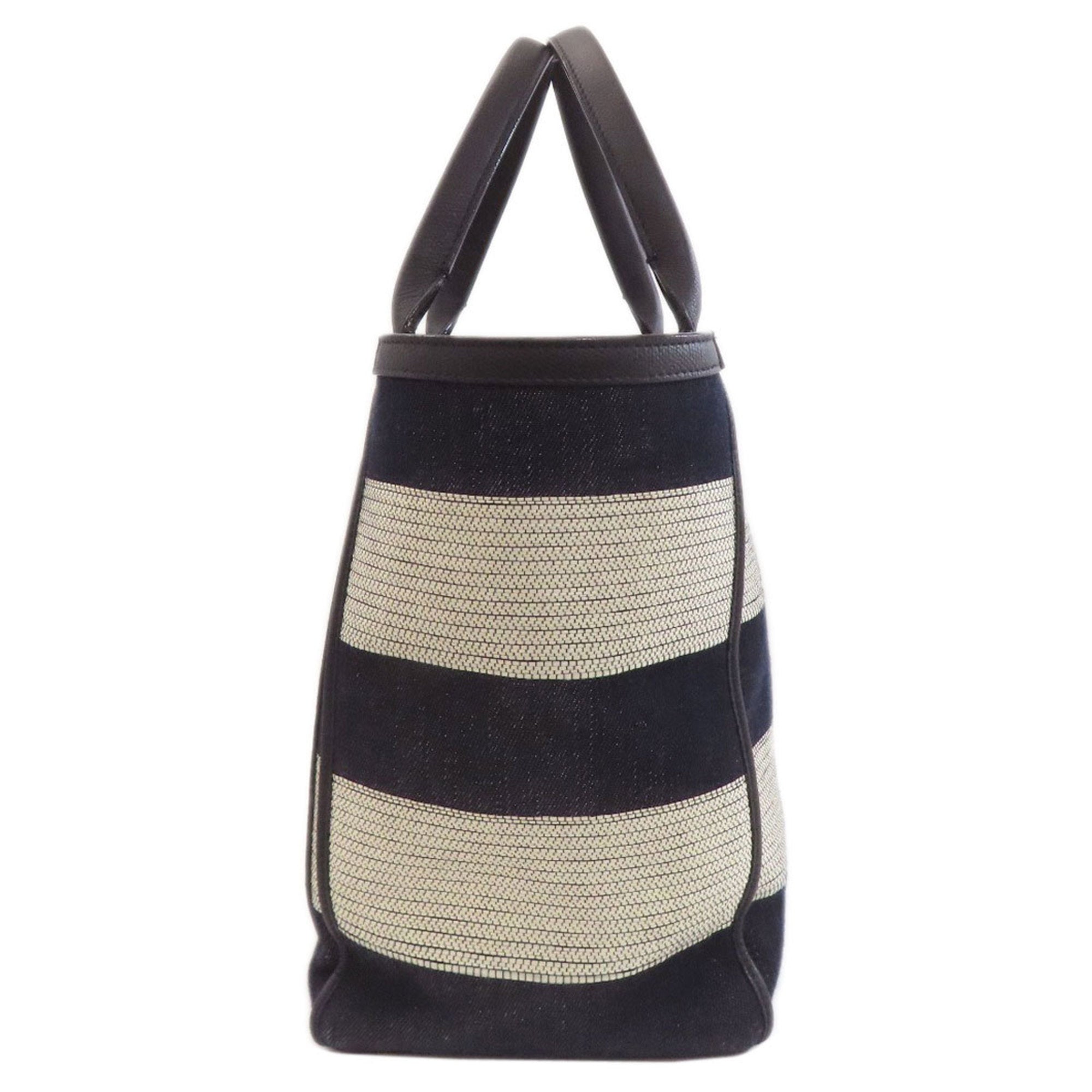 Valextra Black Navy White Canvas Tote Bag (Pre-Owned)