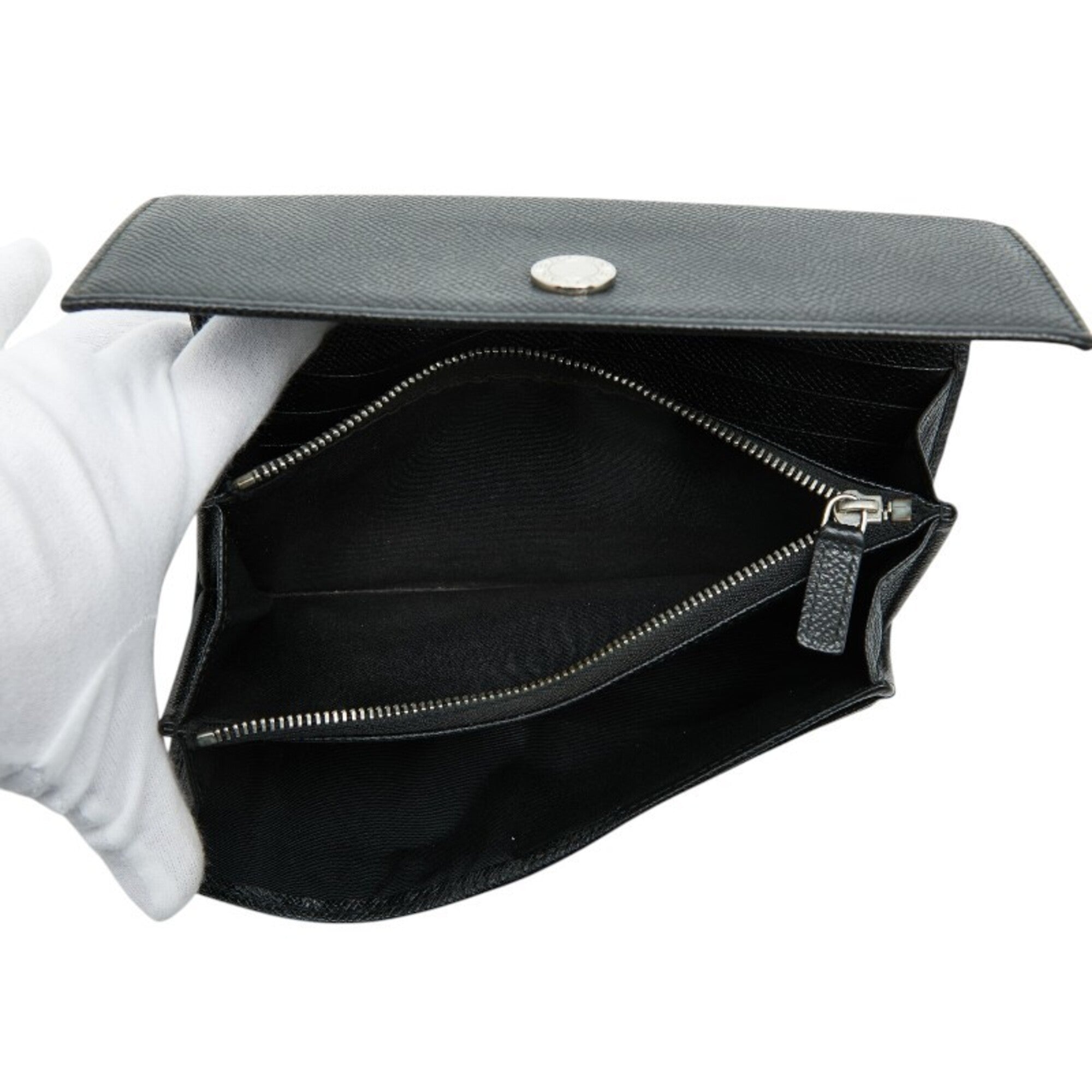 Bvlgari Black Leather Long Wallet (Bi-Fold) (Pre-Owned)