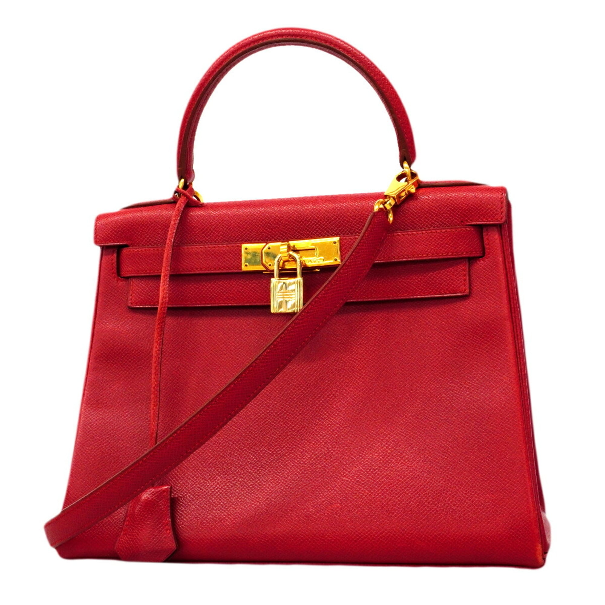 Hermes Rouge Vif Courchevel Leather Handbag (Pre-Owned)