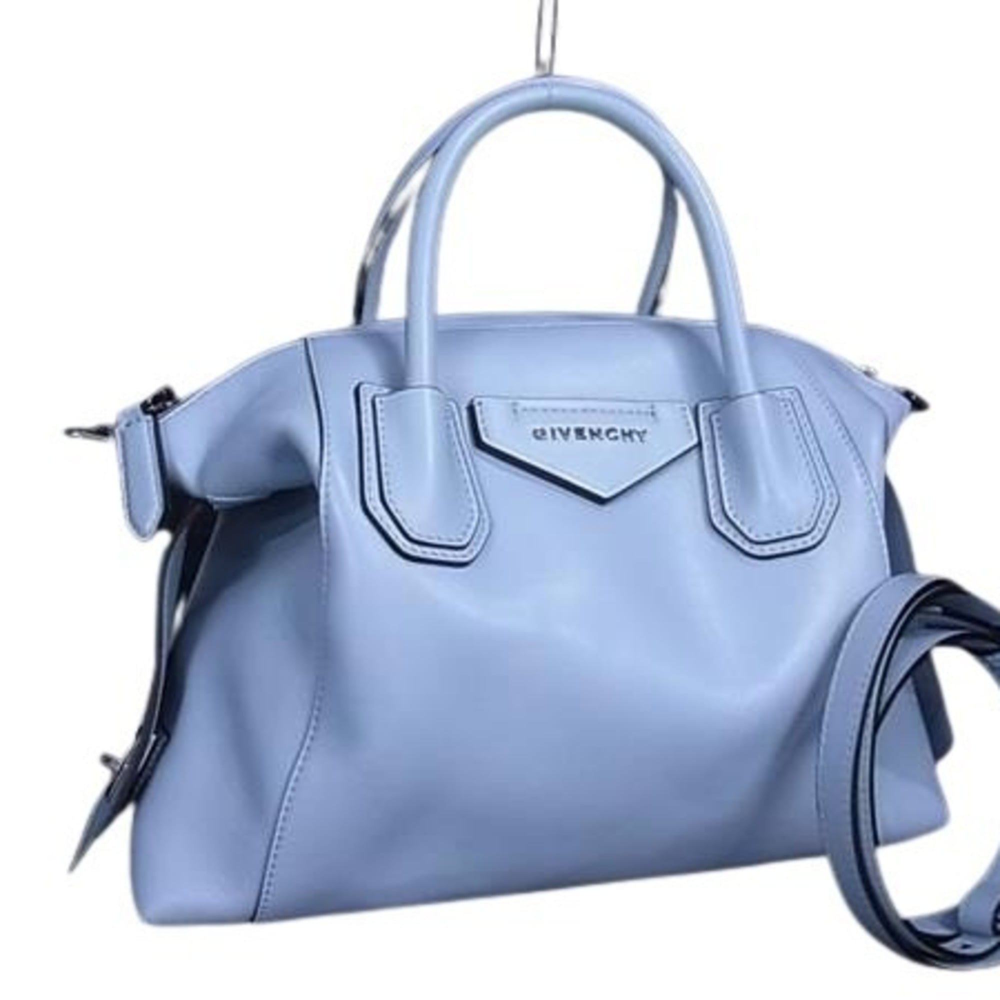 Givenchy Light Blue Leather Handbag Shoulder Bag Tote Bag (Pre-Owned)