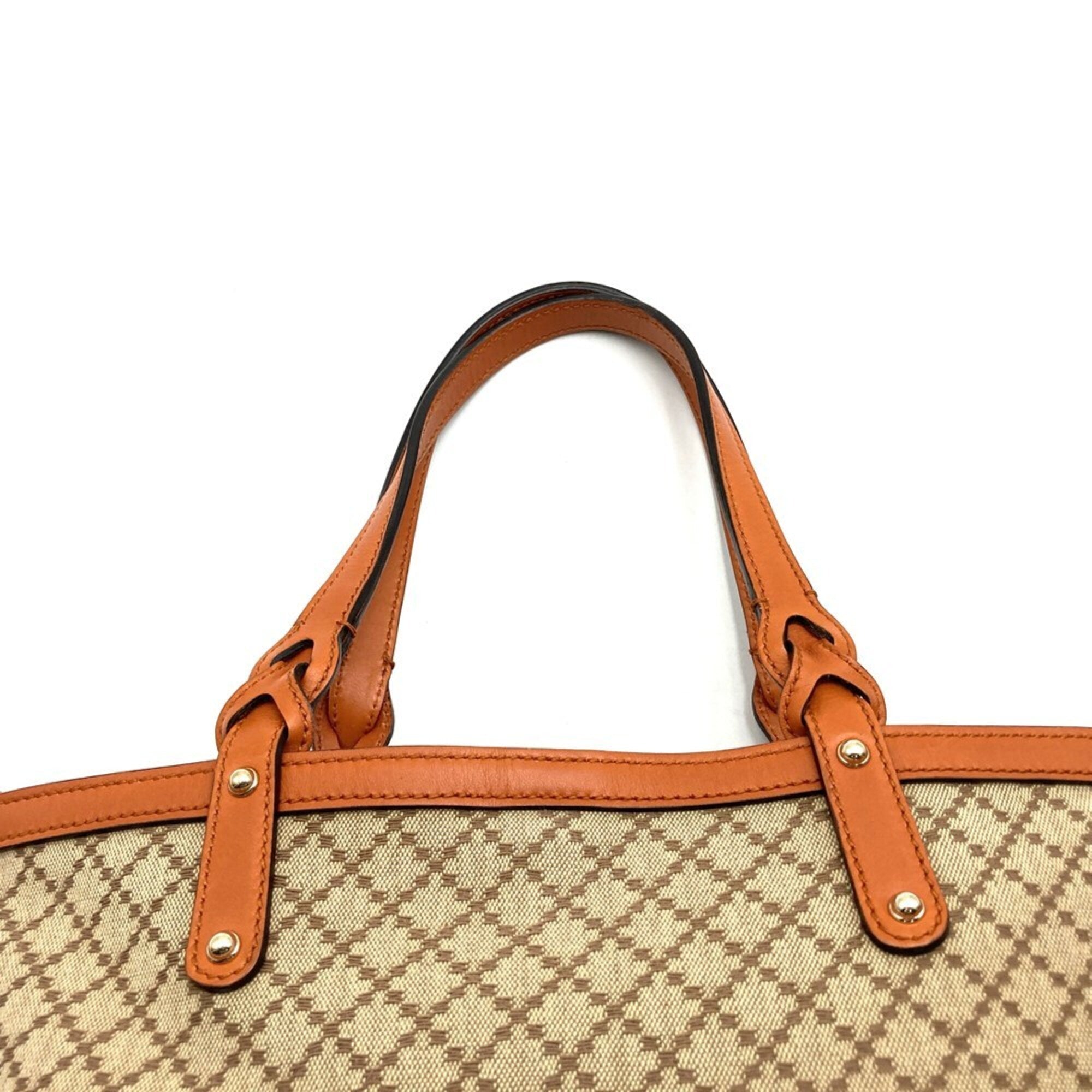 Gucci Brown Canvas Leather Tote Bag (Pre-Owned)