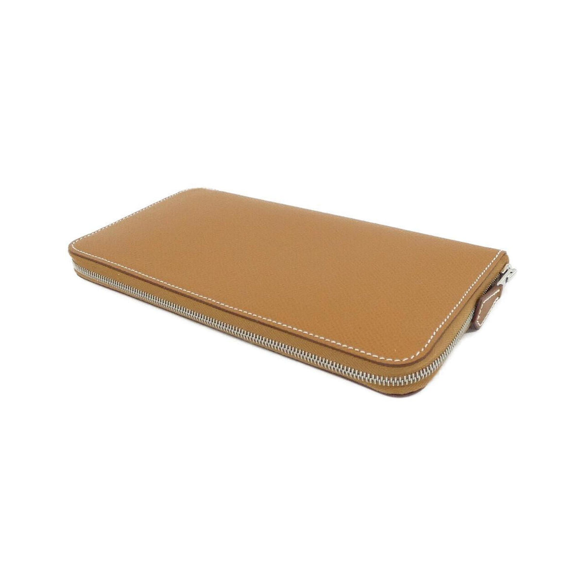 Hermes Brown Cassis Vert Silk Epsom Leather Long Wallet (Bi-Fold) (Pre-Owned)