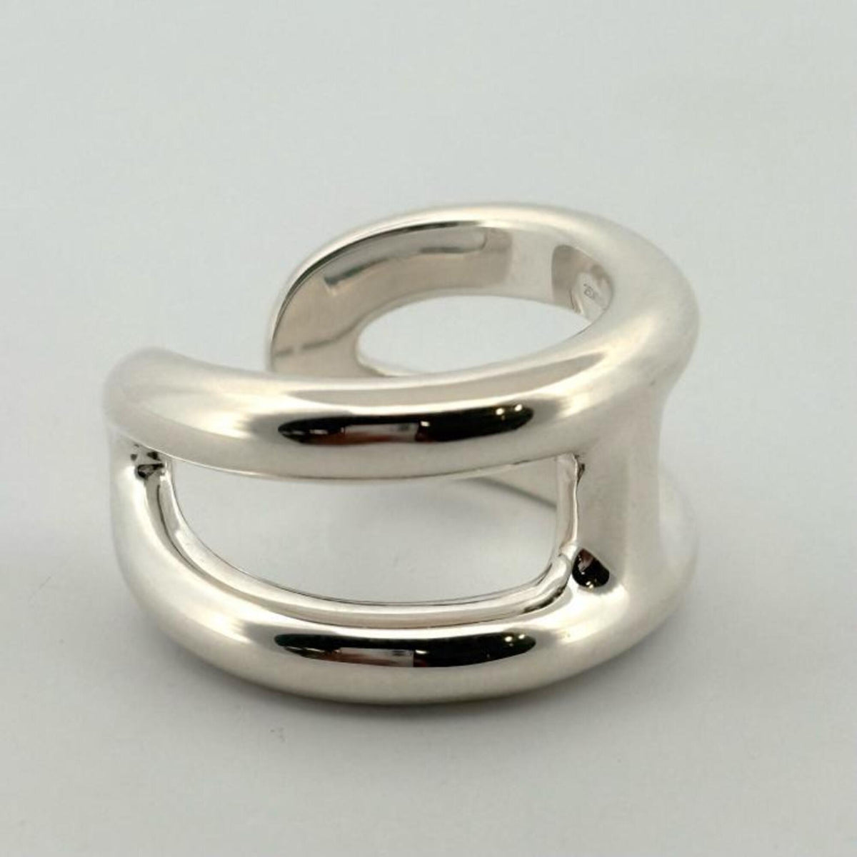 Hermes Silver Silver 925 Band Ring (Pre-Owned)