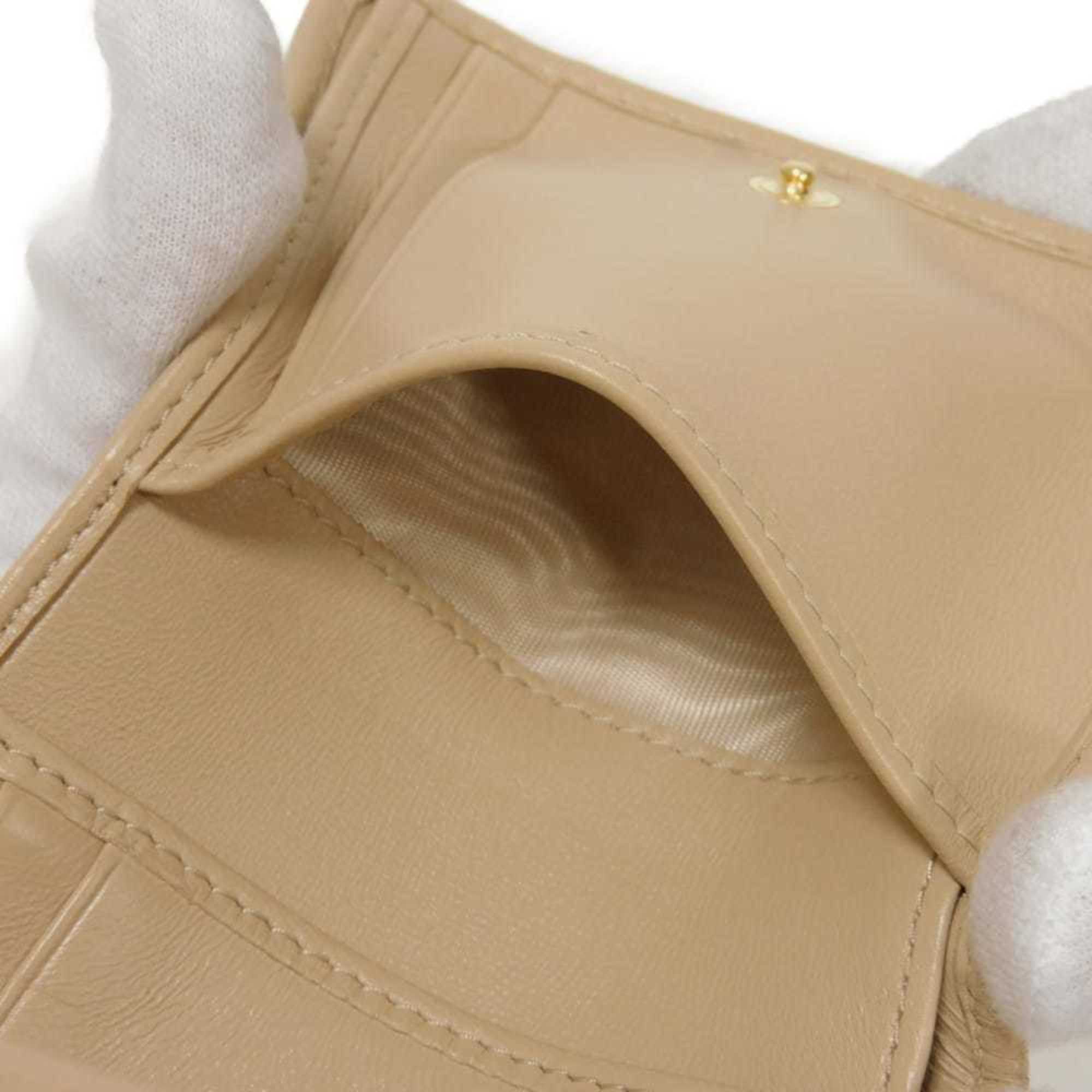 Miu Miu Beige Leather Wallet (Tri-Fold) (Pre-Owned)