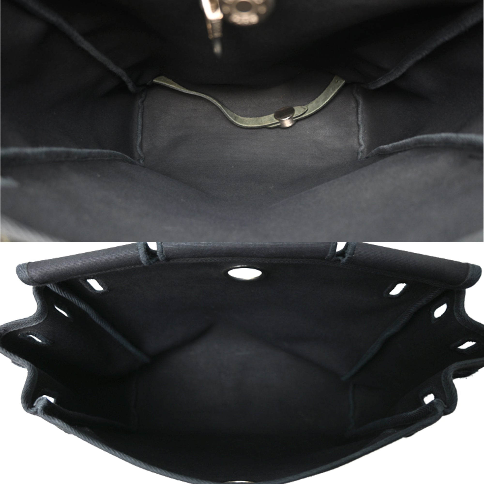 Hermes Black Toile Officier Leather Handbag Shoulder Bag (Pre-Owned)
