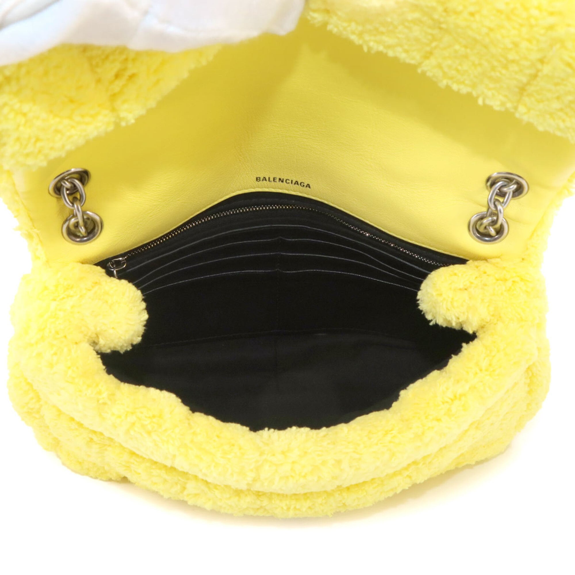Balenciaga Yellow Pile Fabric Leather Handbag Shoulder Bag (Pre-Owned)