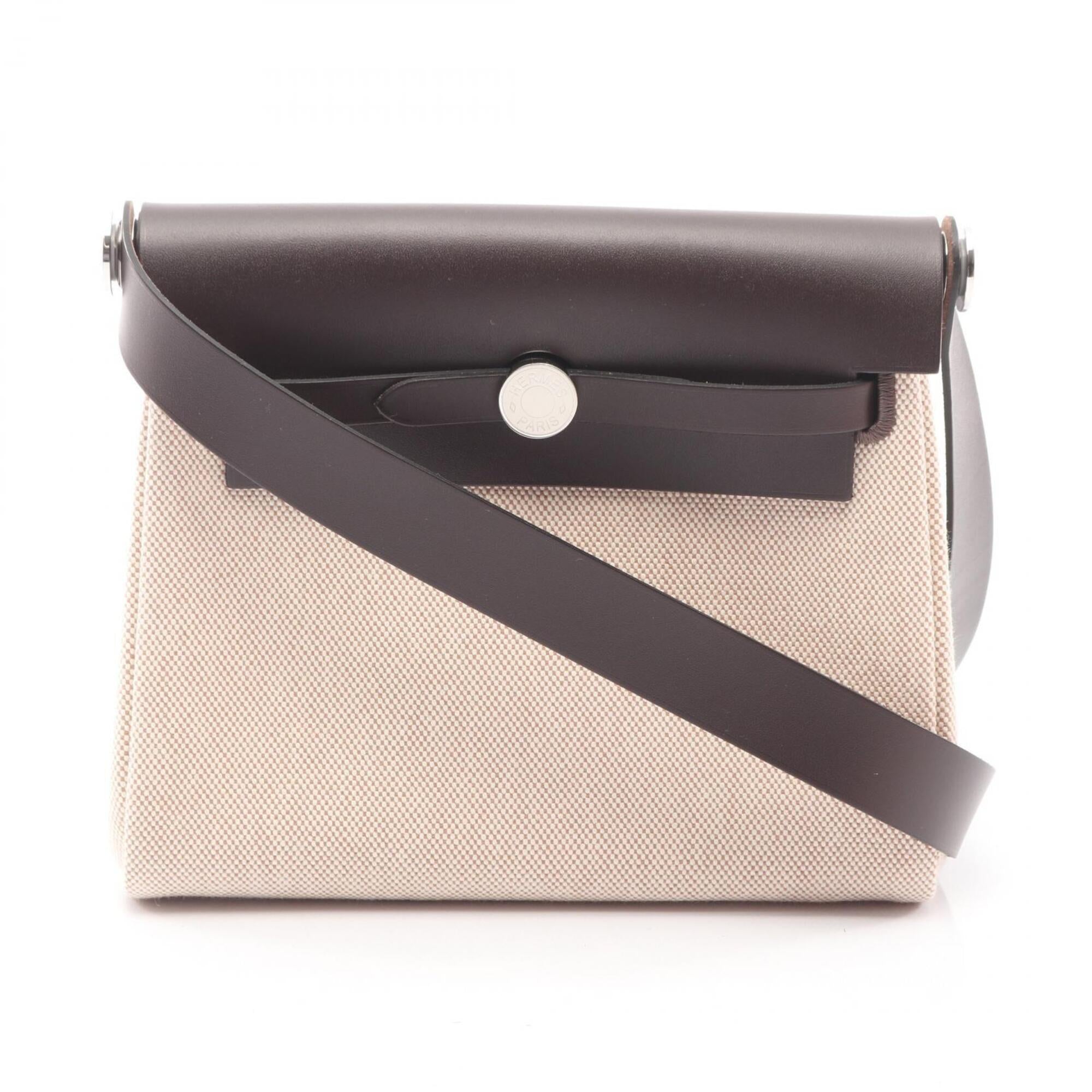 Hermes Brown Ivory Canvas Toile H Handbag Shoulder Bag (Pre-Owned)
