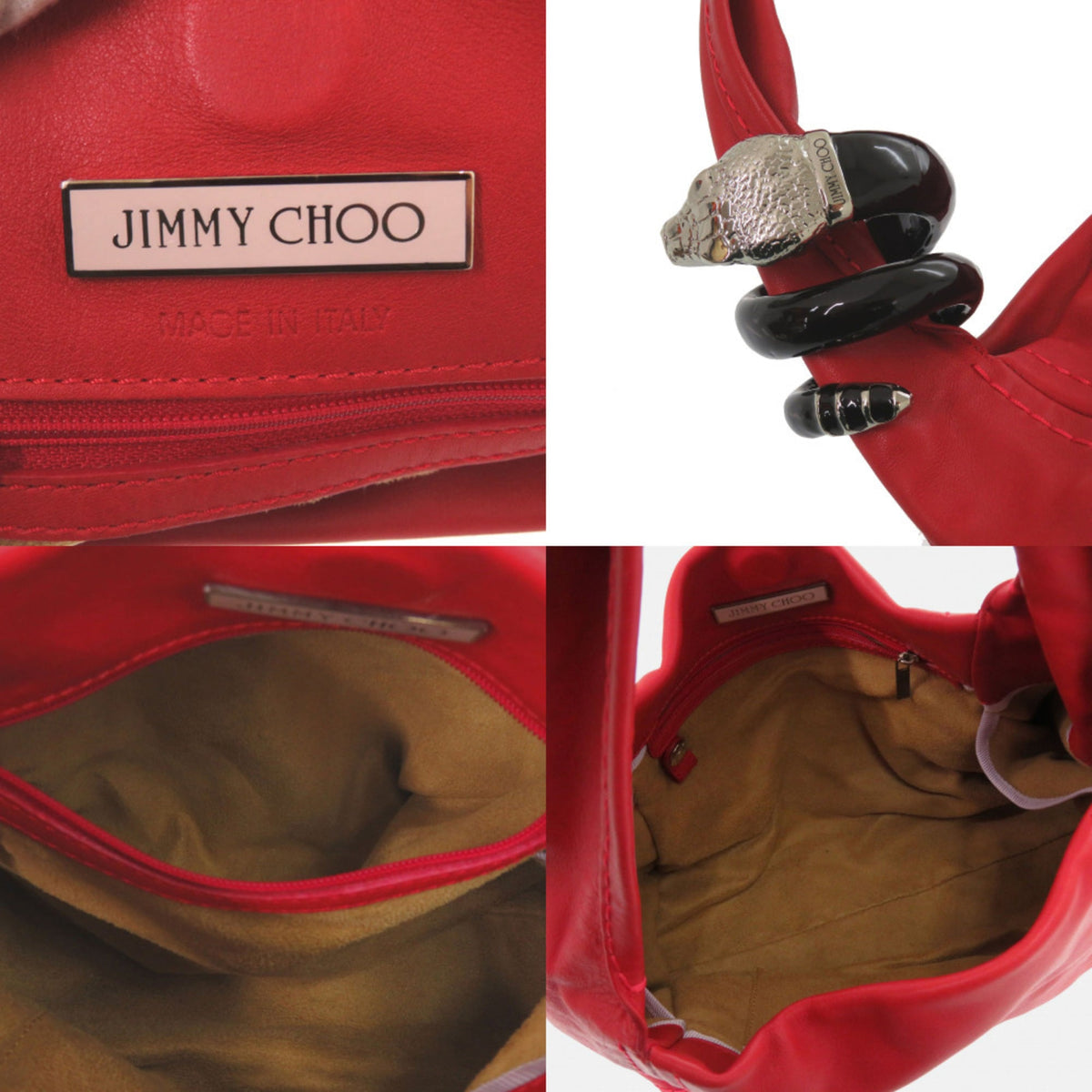 Jimmy Choo Red Color Leather Shoulder Bag (Pre-Owned)