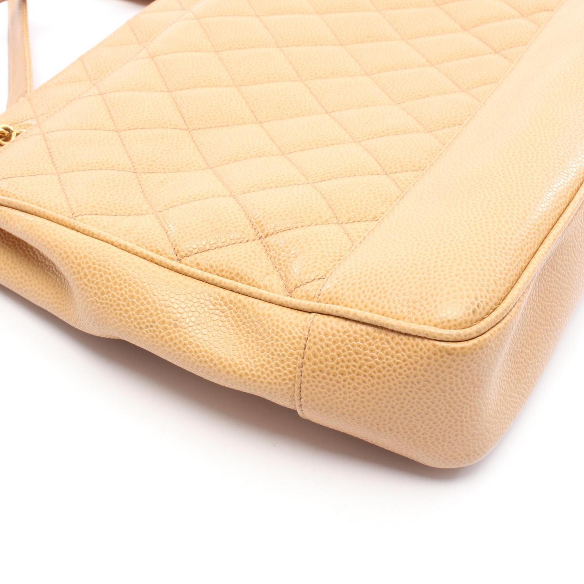 Chanel Beige Grained Calfskin Handbag Tote Bag (Pre-Owned)
