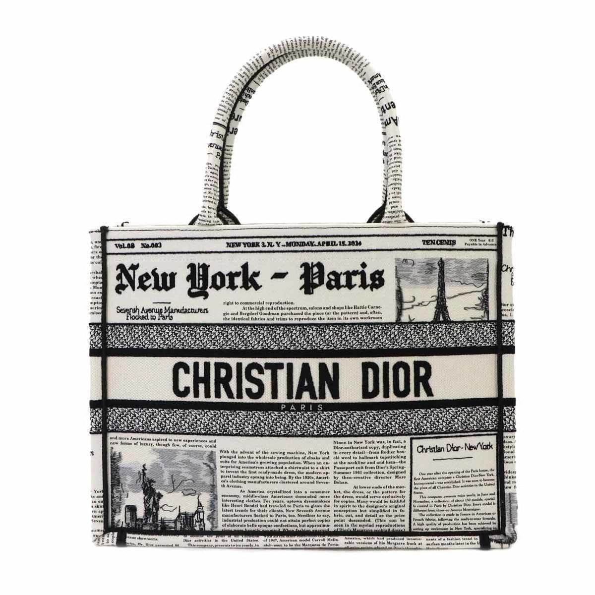 Christian Dior Black White Canvas Handbag Tote Bag (Pre-Owned)
