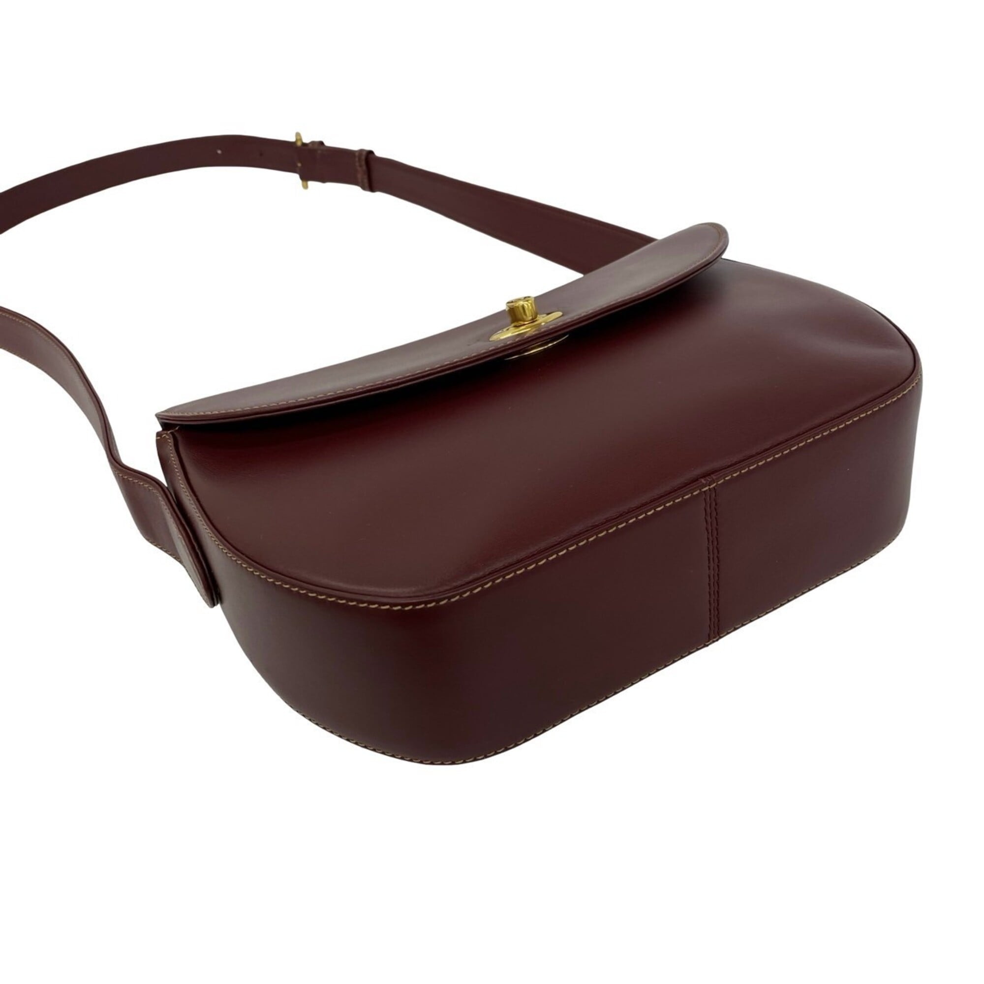 Cartier Wine Red Leather Pochette Shoulder Bag (Pre-Owned)
