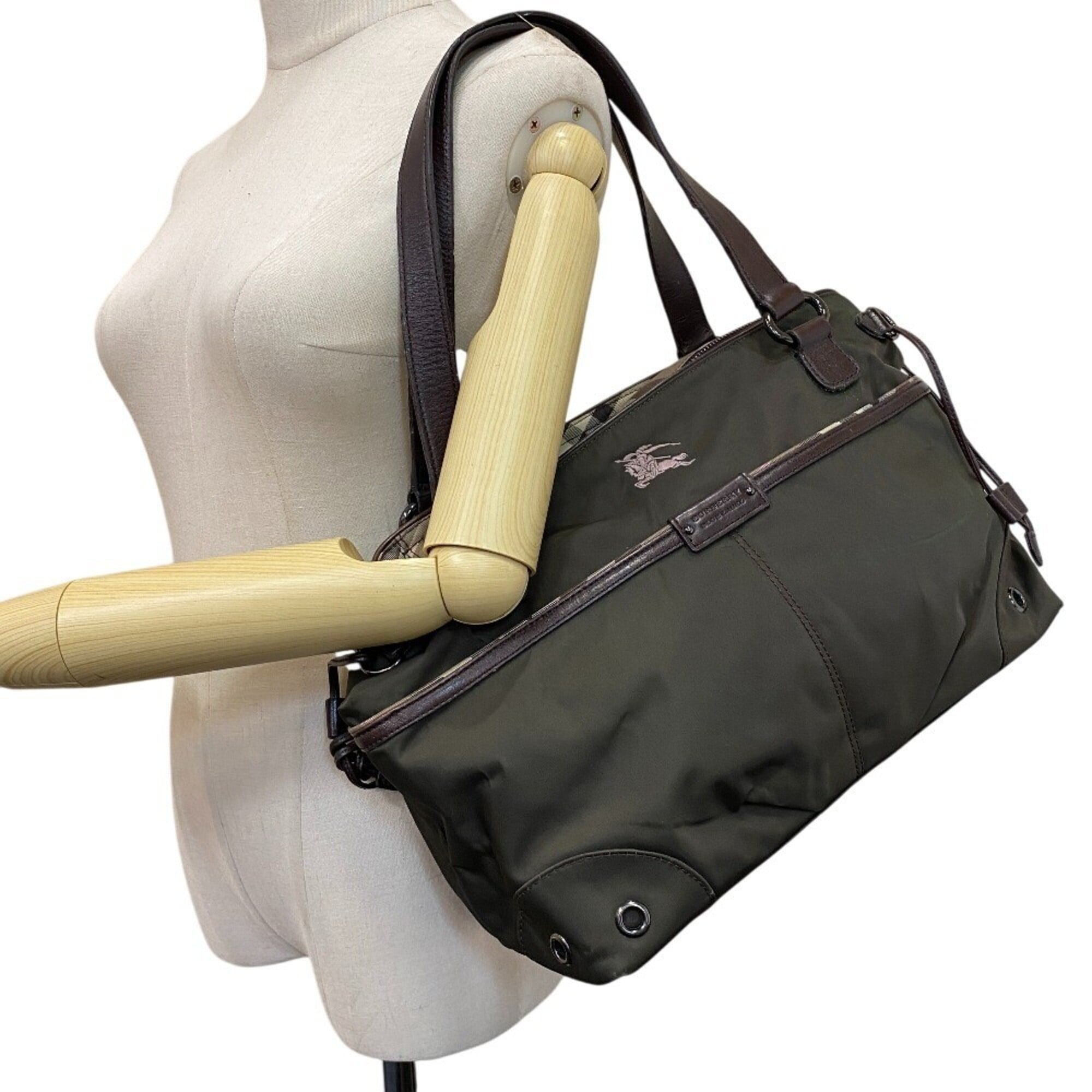 Burberry Green Khaki Nylon Tote Bag (Pre-Owned)