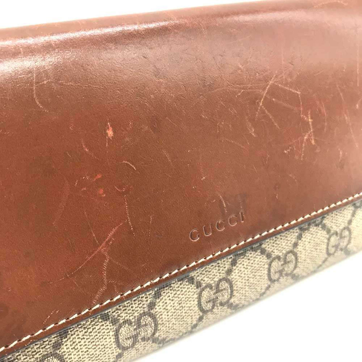 Gucci Brown Gg Supreme Leather Long Wallet (Bi-Fold) (Pre-Owned)