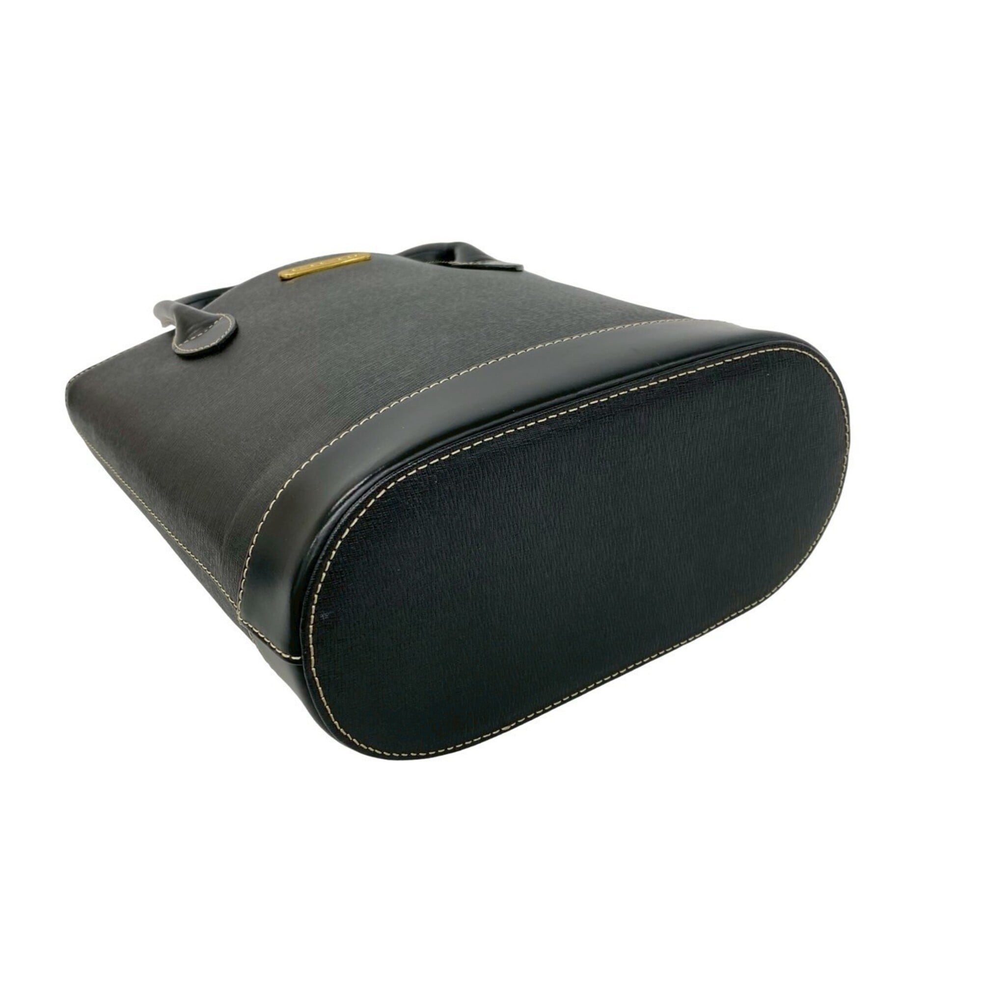 Burberry Black Leather Handbag Tote Bag (Pre-Owned)