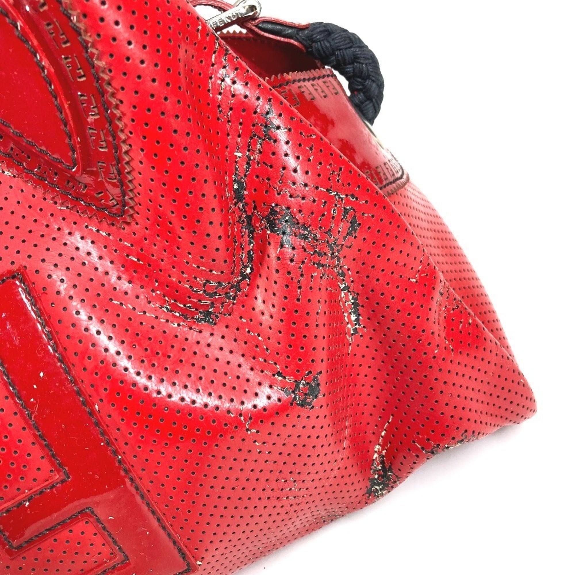 Fendi Black Red Color Shoulder Bag Tote Bag (Pre-Owned)