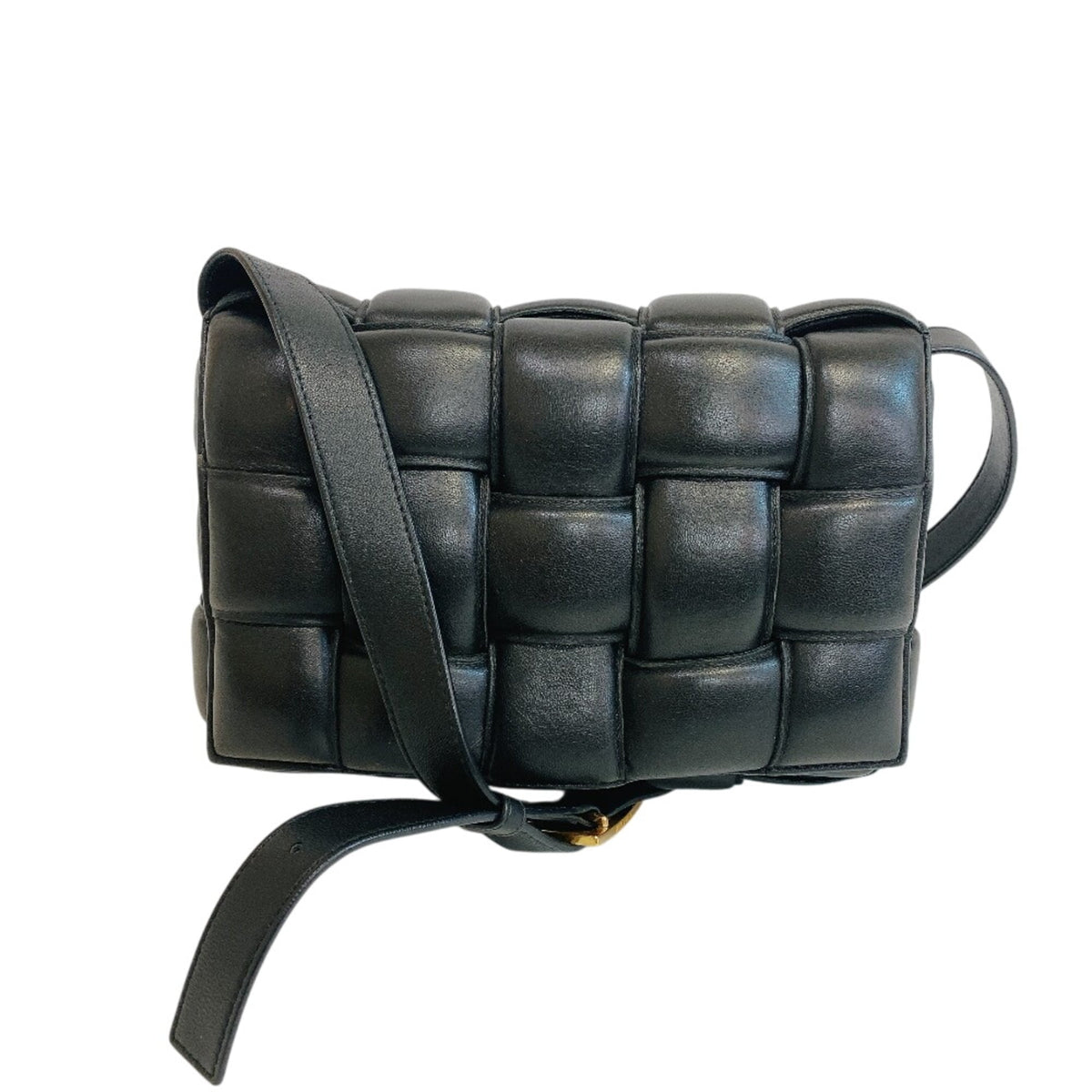 Bottega Veneta Intrecciato Black Leather Shoulder Bag (Pre-Owned)