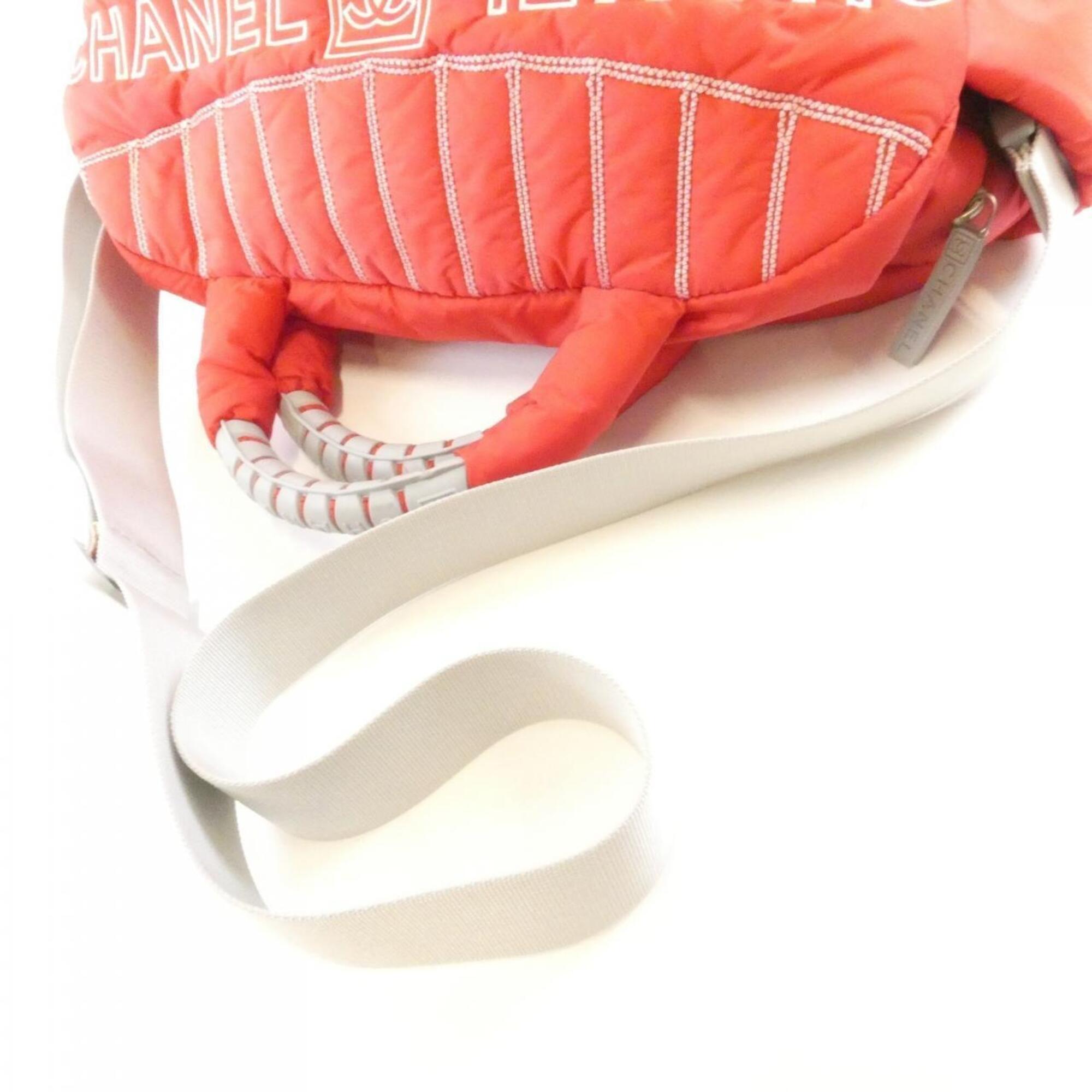 Chanel Red Color Nylon Handbag (Pre-Owned)