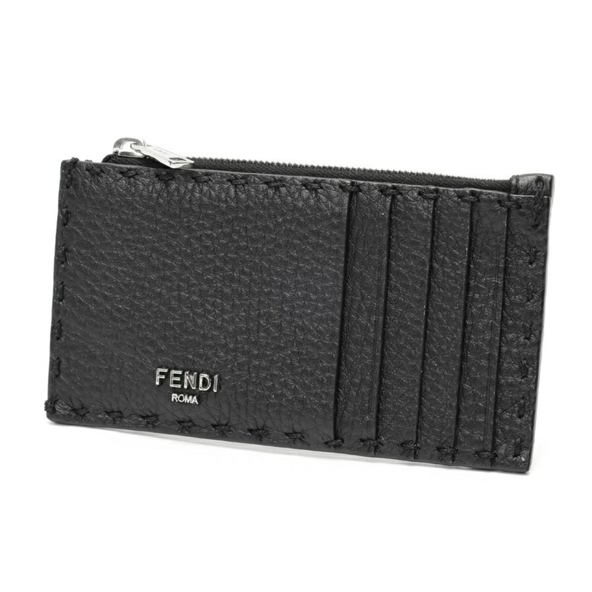 Fendi Selleria Black Leather Coin Purse/Coin Case (Pre-Owned)