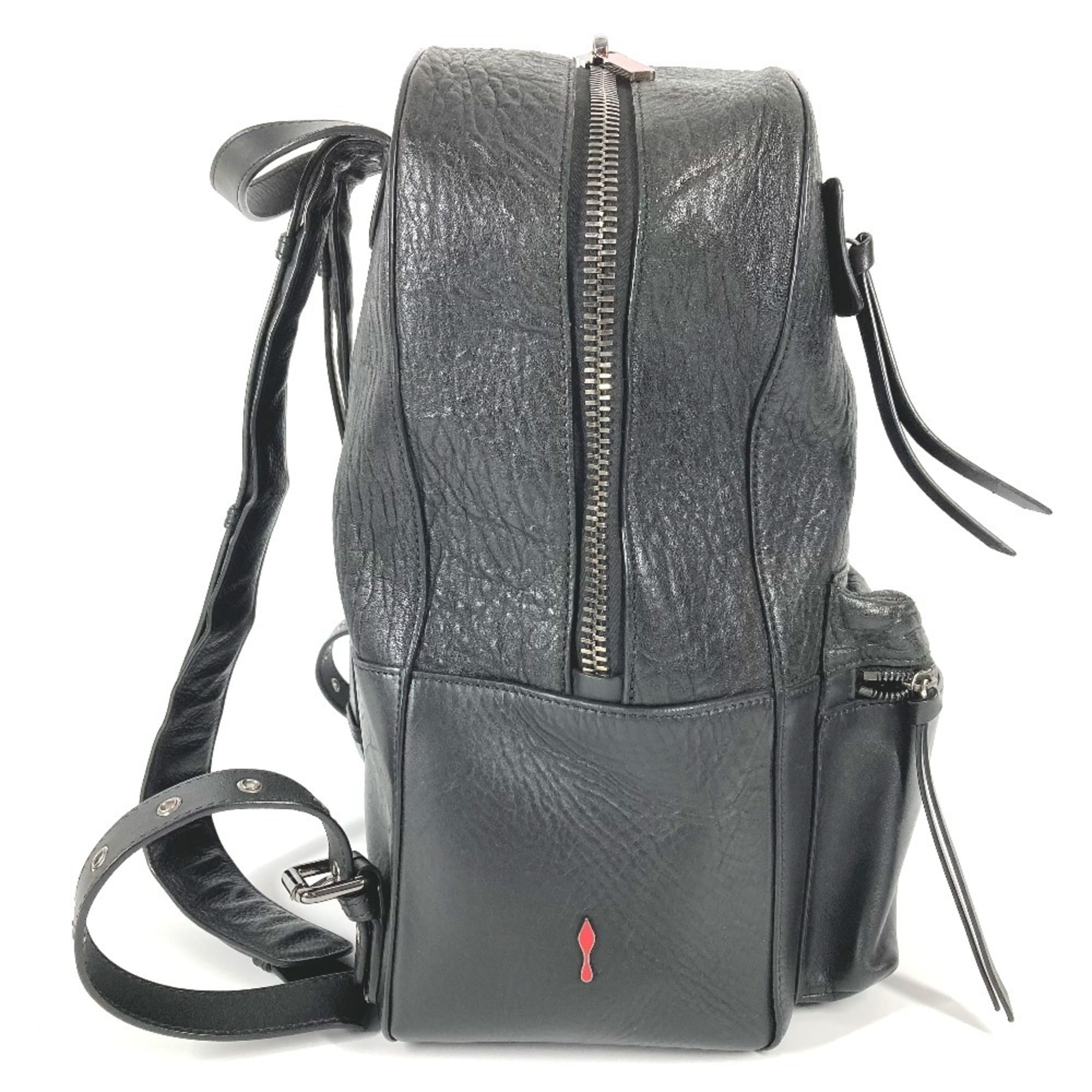 Christian Louboutin Black Red Color Leather Backpack (Pre-Owned)