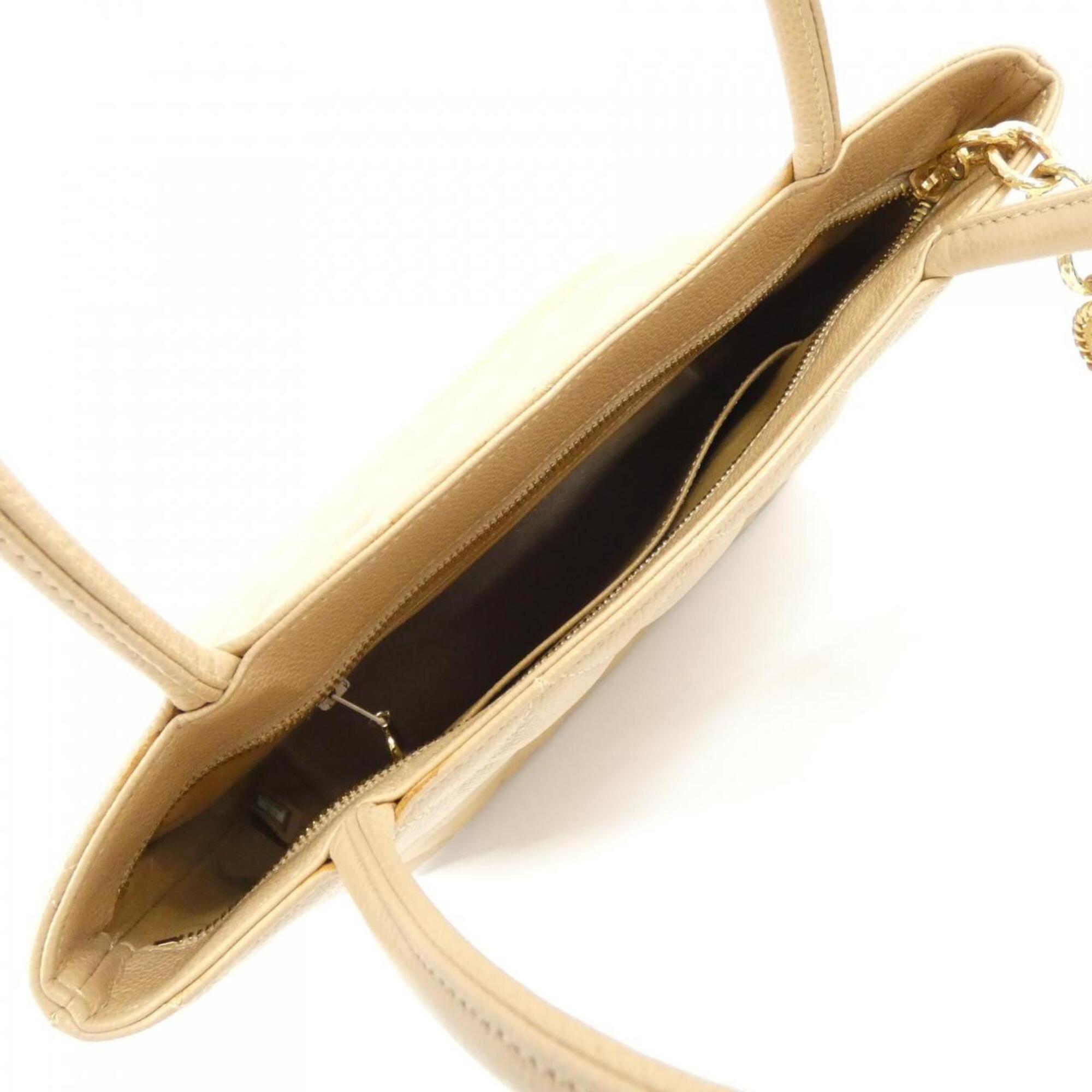 Chanel Beige Grained Calfskin Handbag (Pre-Owned)