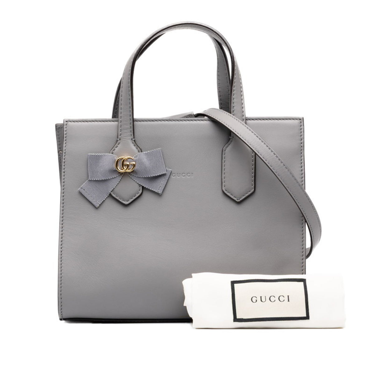 Gucci Gray Leather Handbag Shoulder Bag (Pre-Owned)