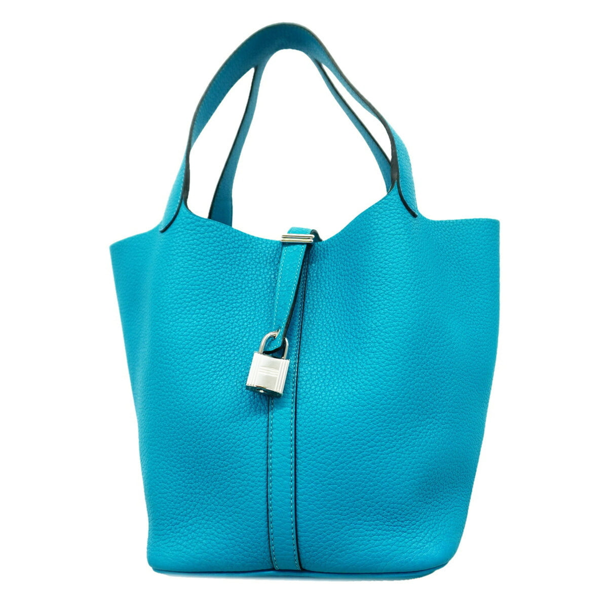 Hermes Turquoise Taurillon Clemence Leather Handbag (Pre-Owned)