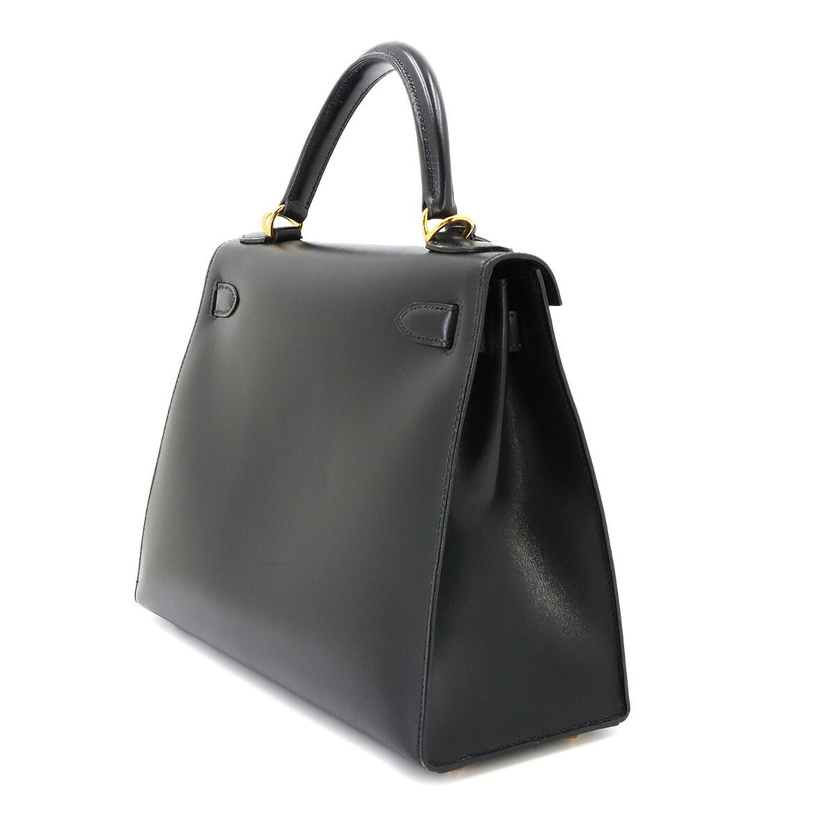 Hermes Kelly Black Box Calf Leather Handbag (Pre-Owned)