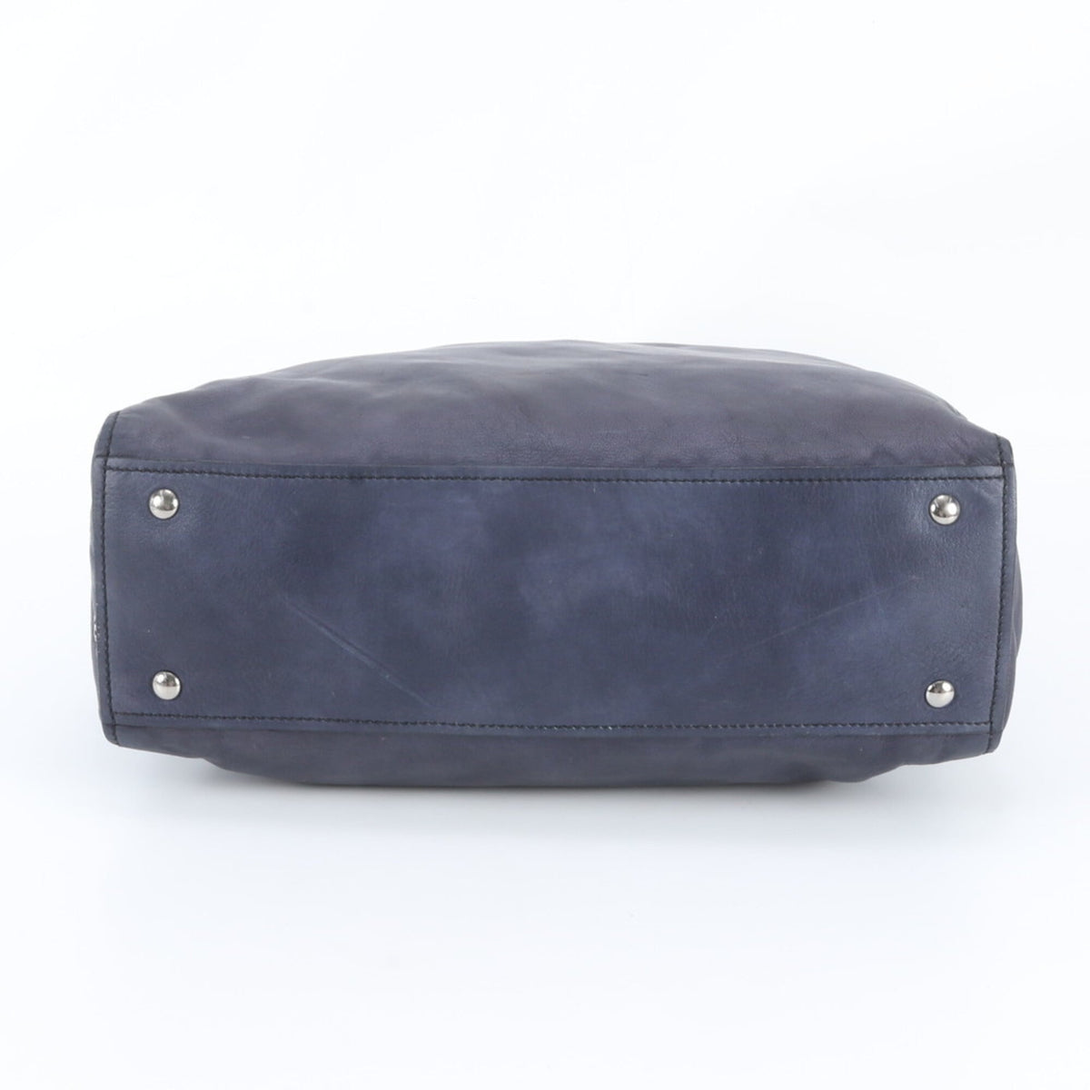 Miu Miu Navy Leather Messenger Bag Shoulder Bag Tote Bag (Pre-Owned)