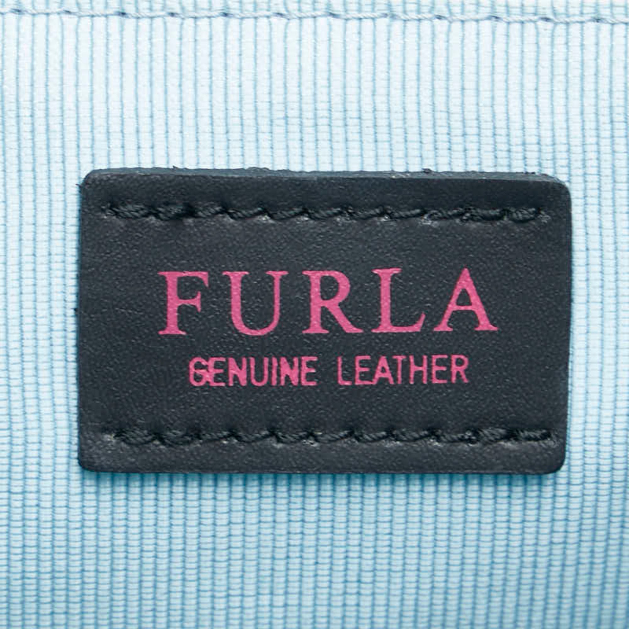 Furla Light Blue White Leather Handbag Shoulder Bag (Pre-Owned)