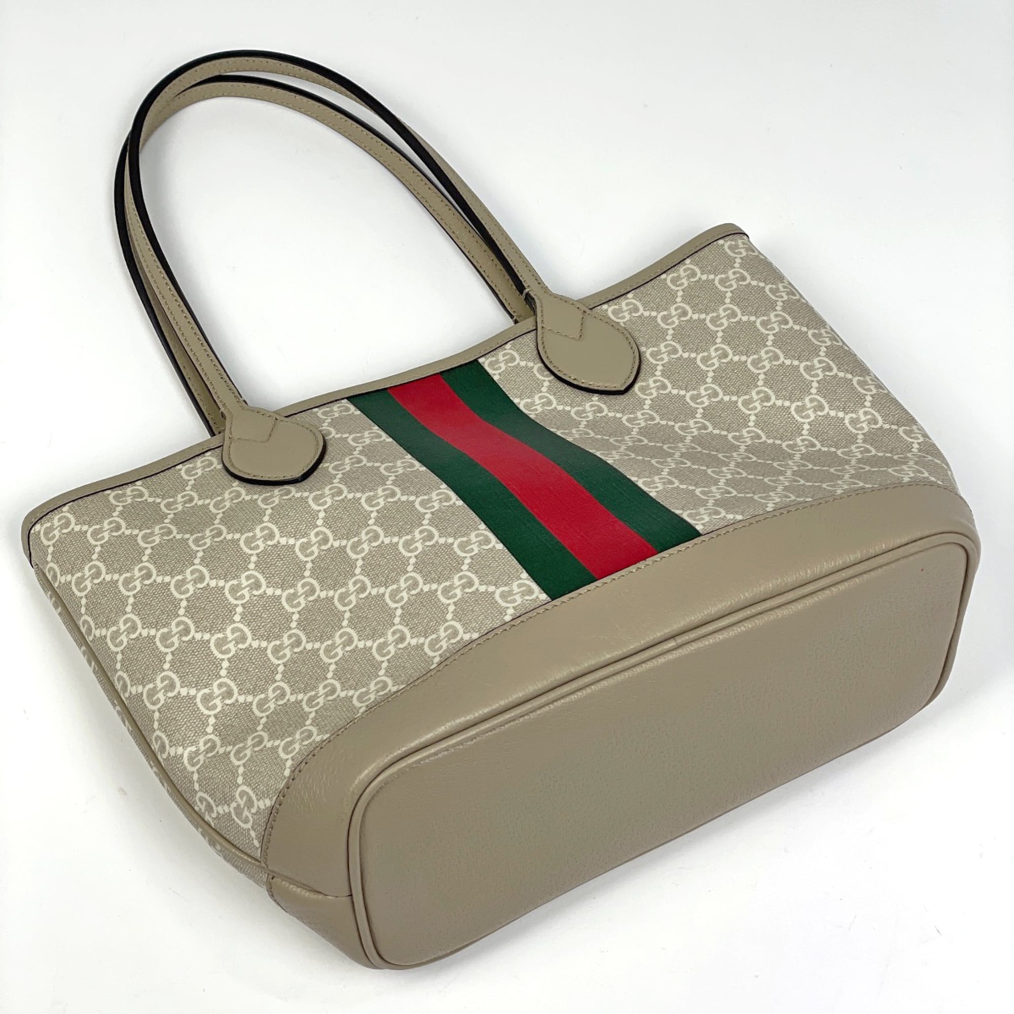 Gucci Sherry Line Beige Gg Supreme Leather Tote Bag (Pre-Owned)