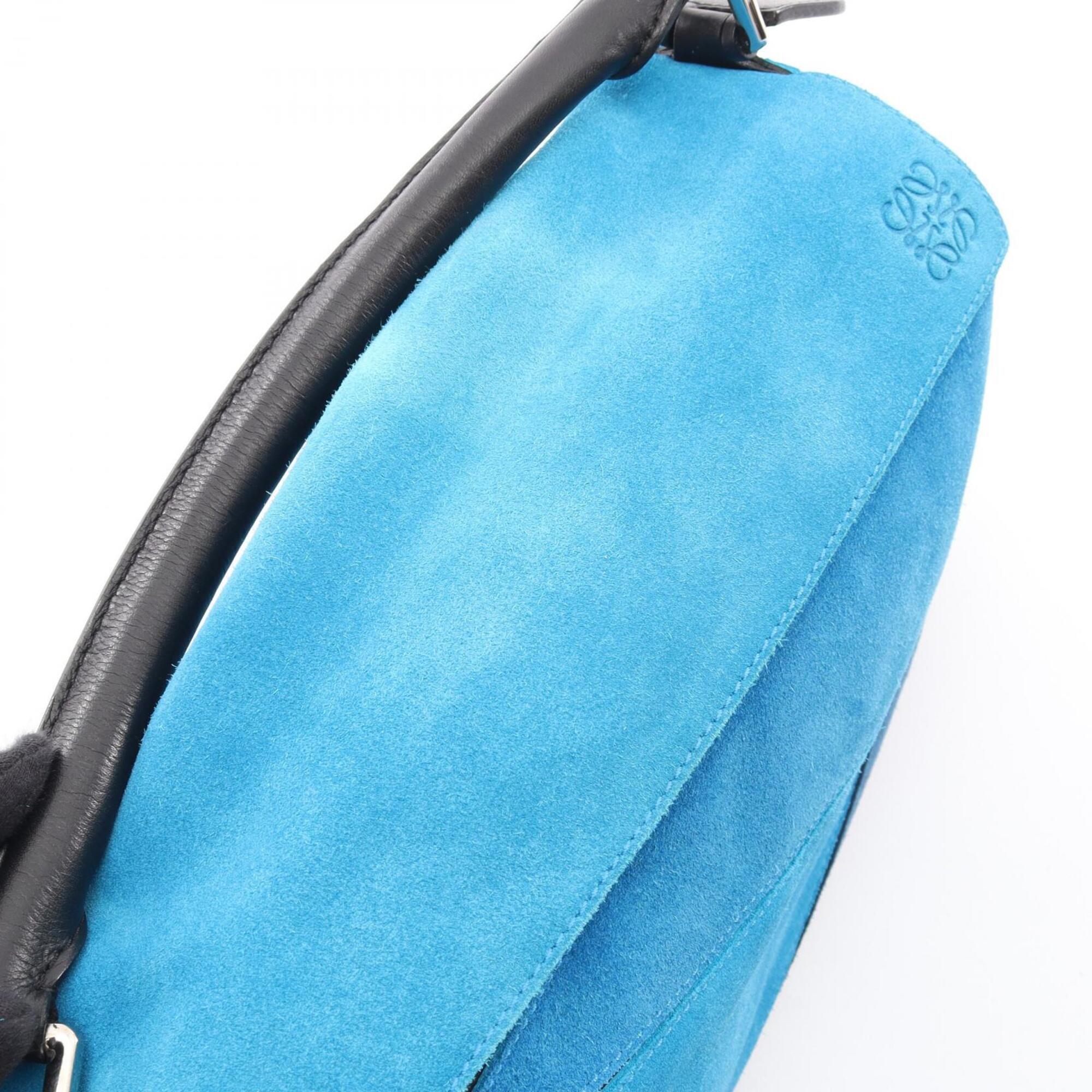 Loewe Black Blue Leather Suede Handbag (Pre-Owned)